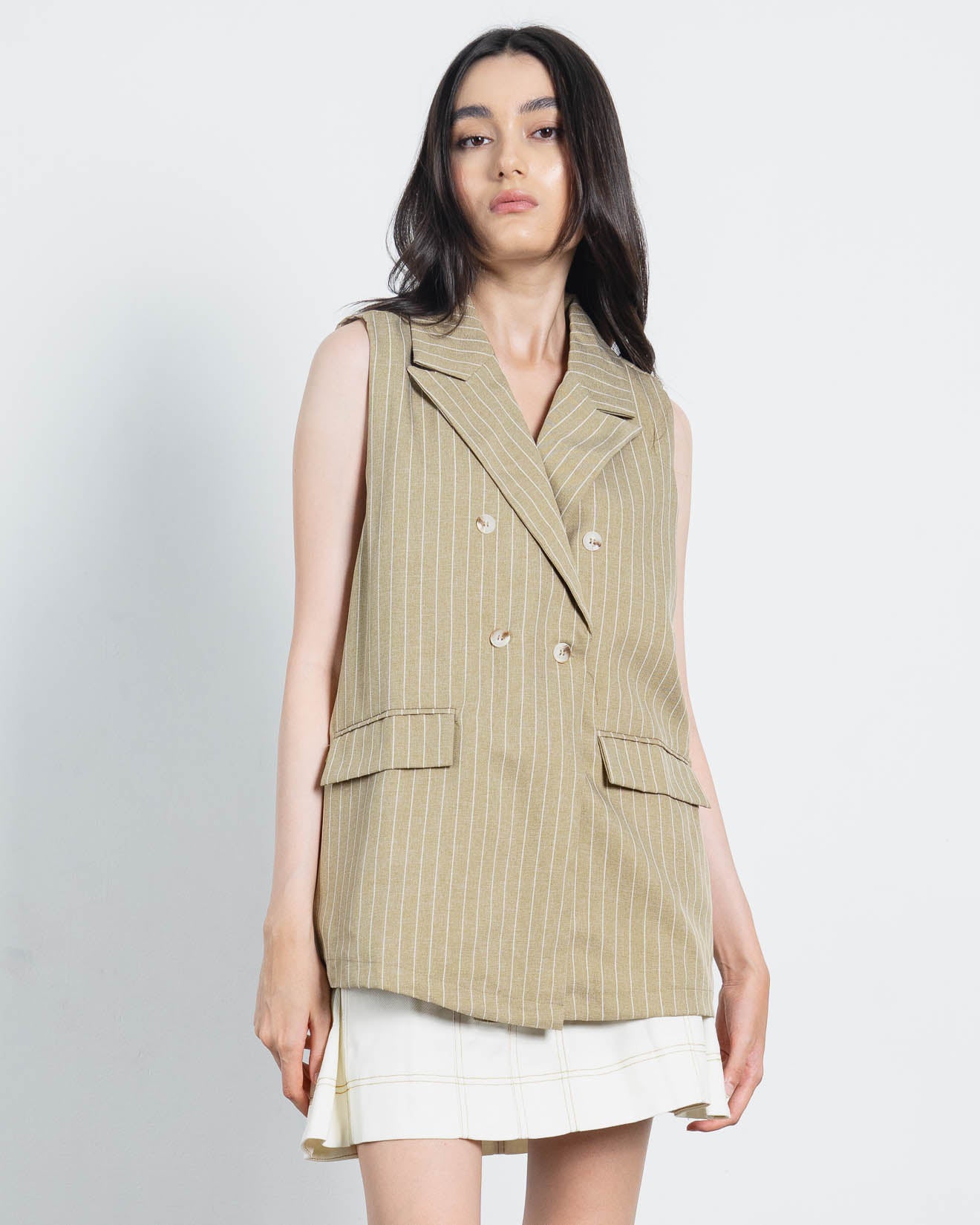 Acha Sinaga – Fraya Stripped Brown Vest – 188953