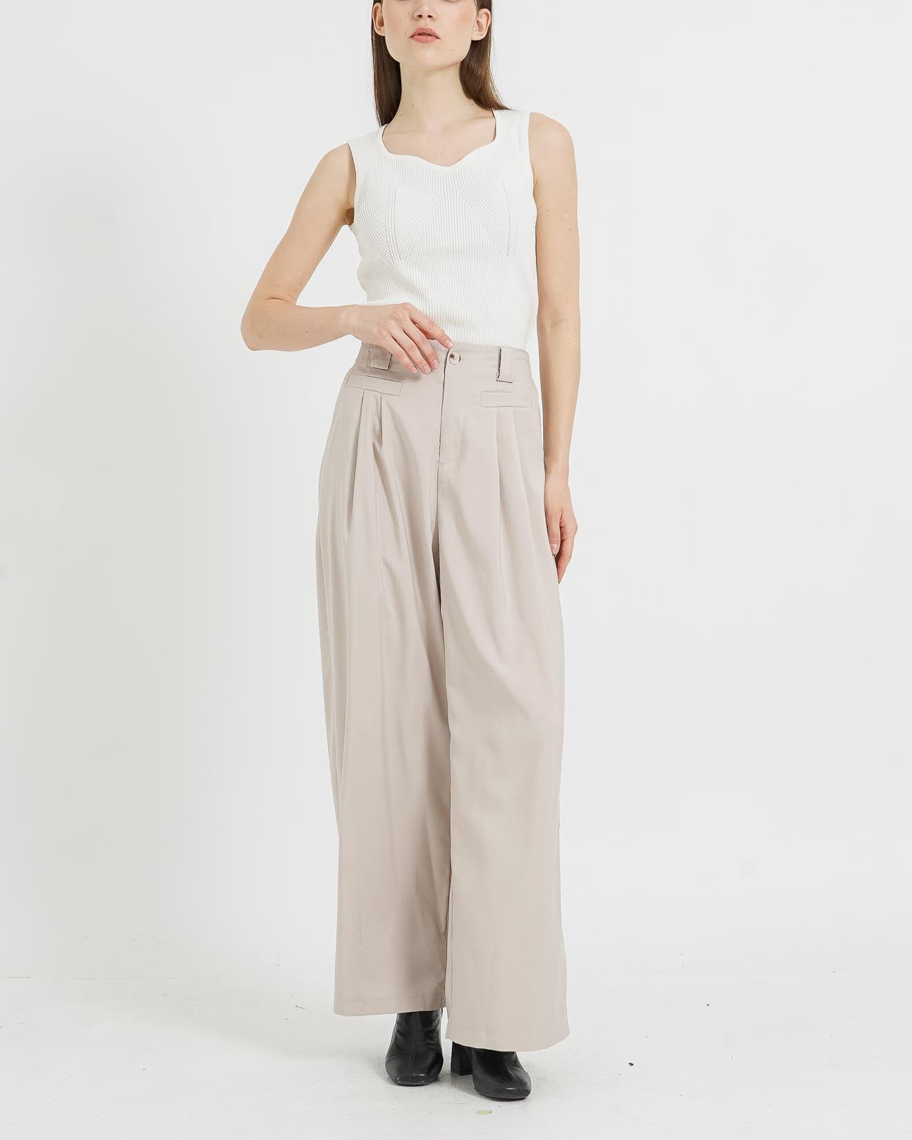 Wendy High Waist Ivory Pants - Celana Formal Wanita - 288912