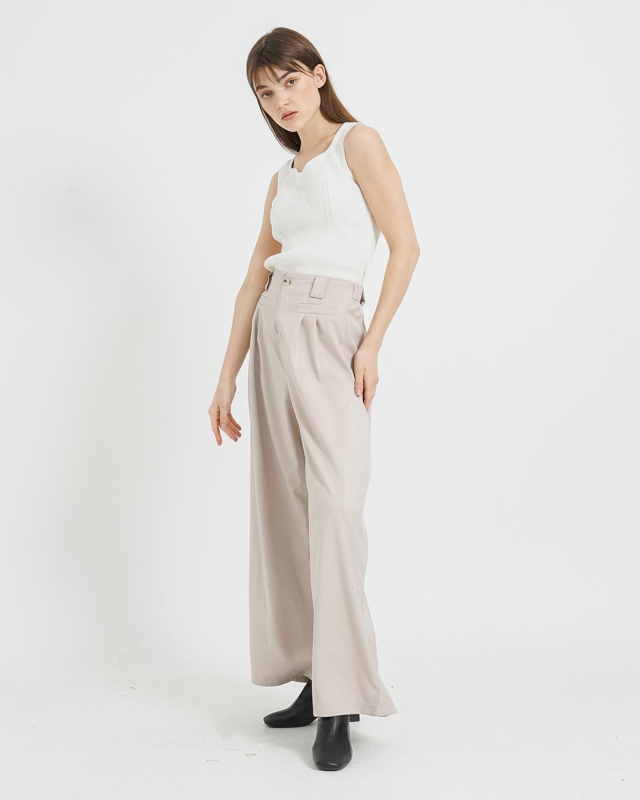 Wendy High Waist Ivory Pants - Celana Formal Wanita - 288912