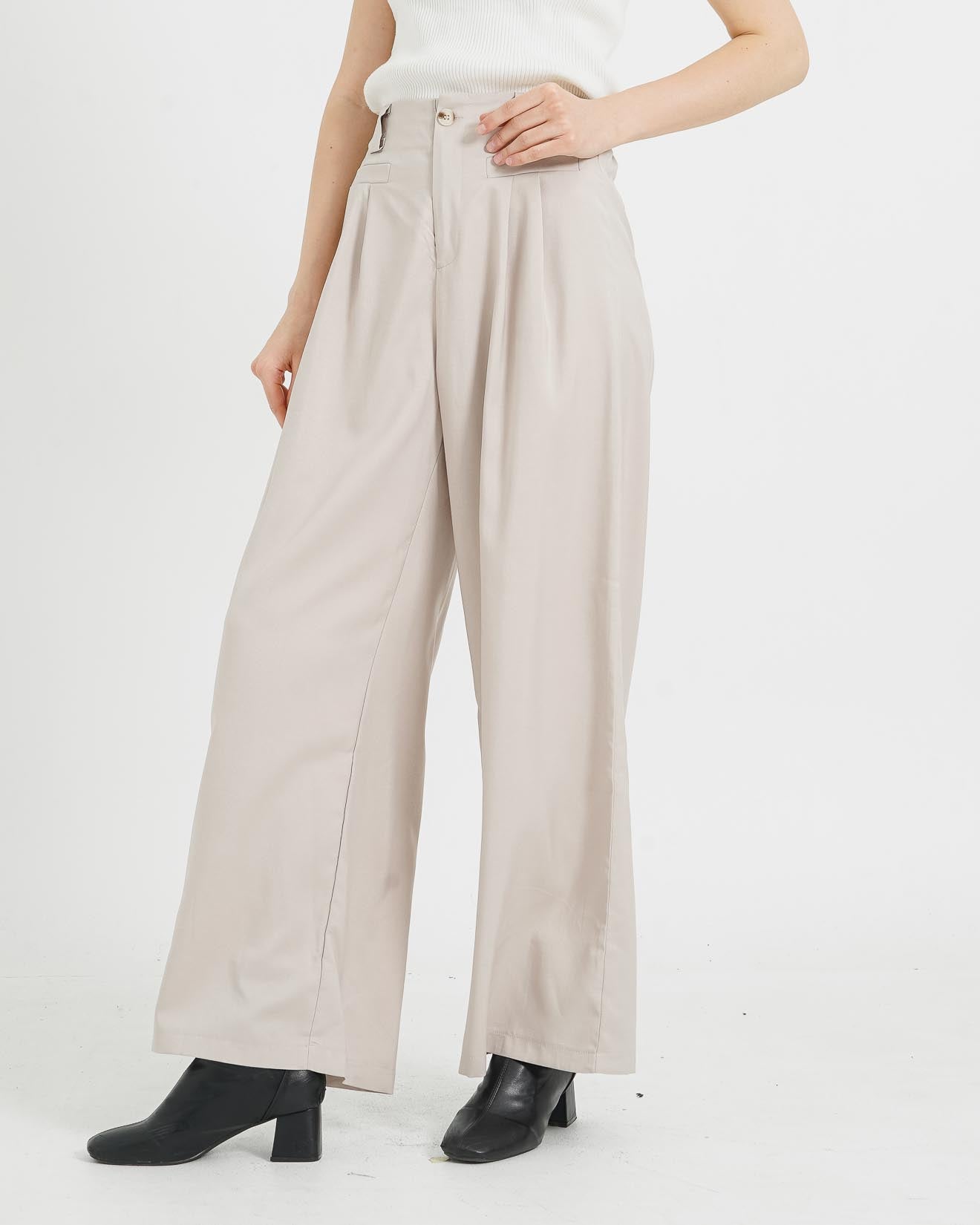 Wendy High Waist Ivory Pants - Celana Formal Wanita - 288912