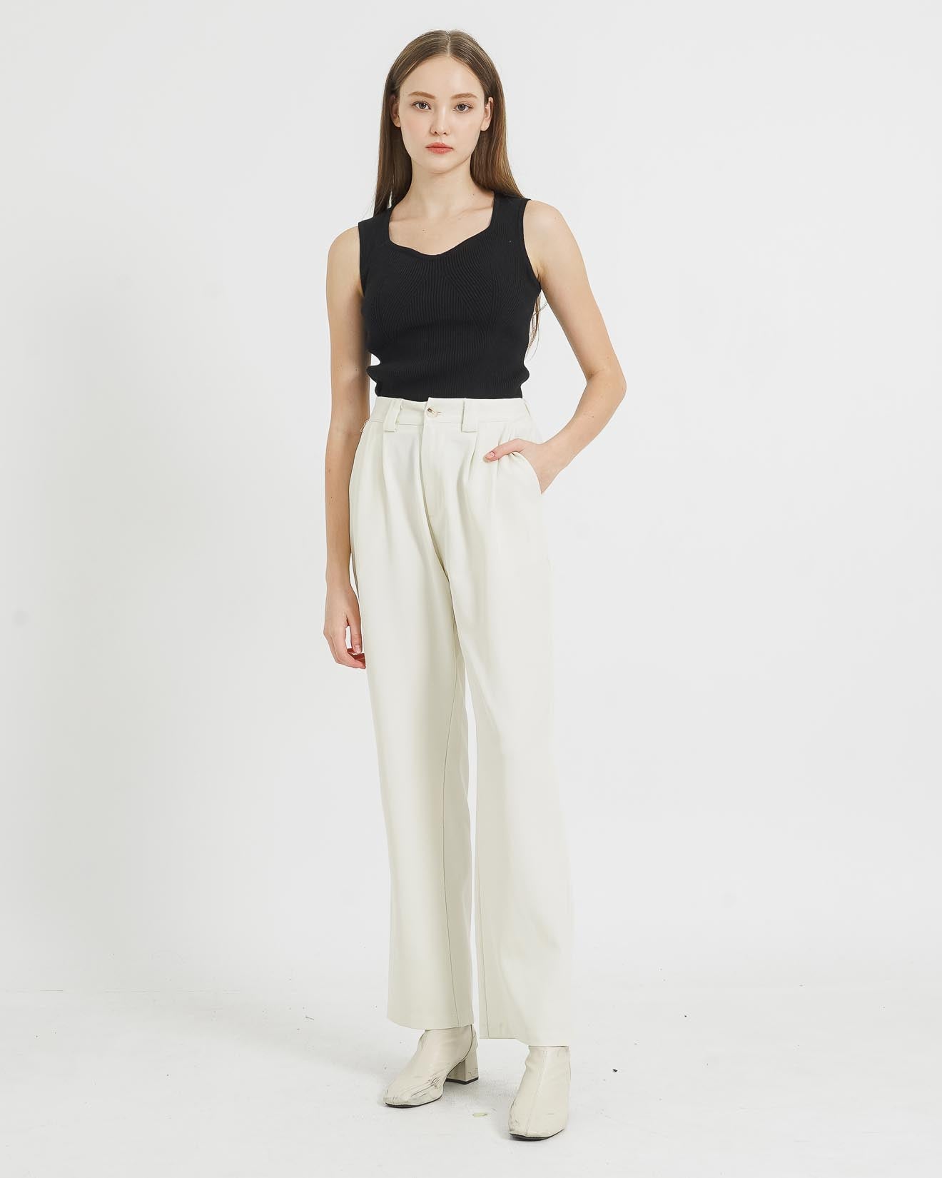 Claude Straight Ivory Pants  - Celana Formal Wanita - 288928