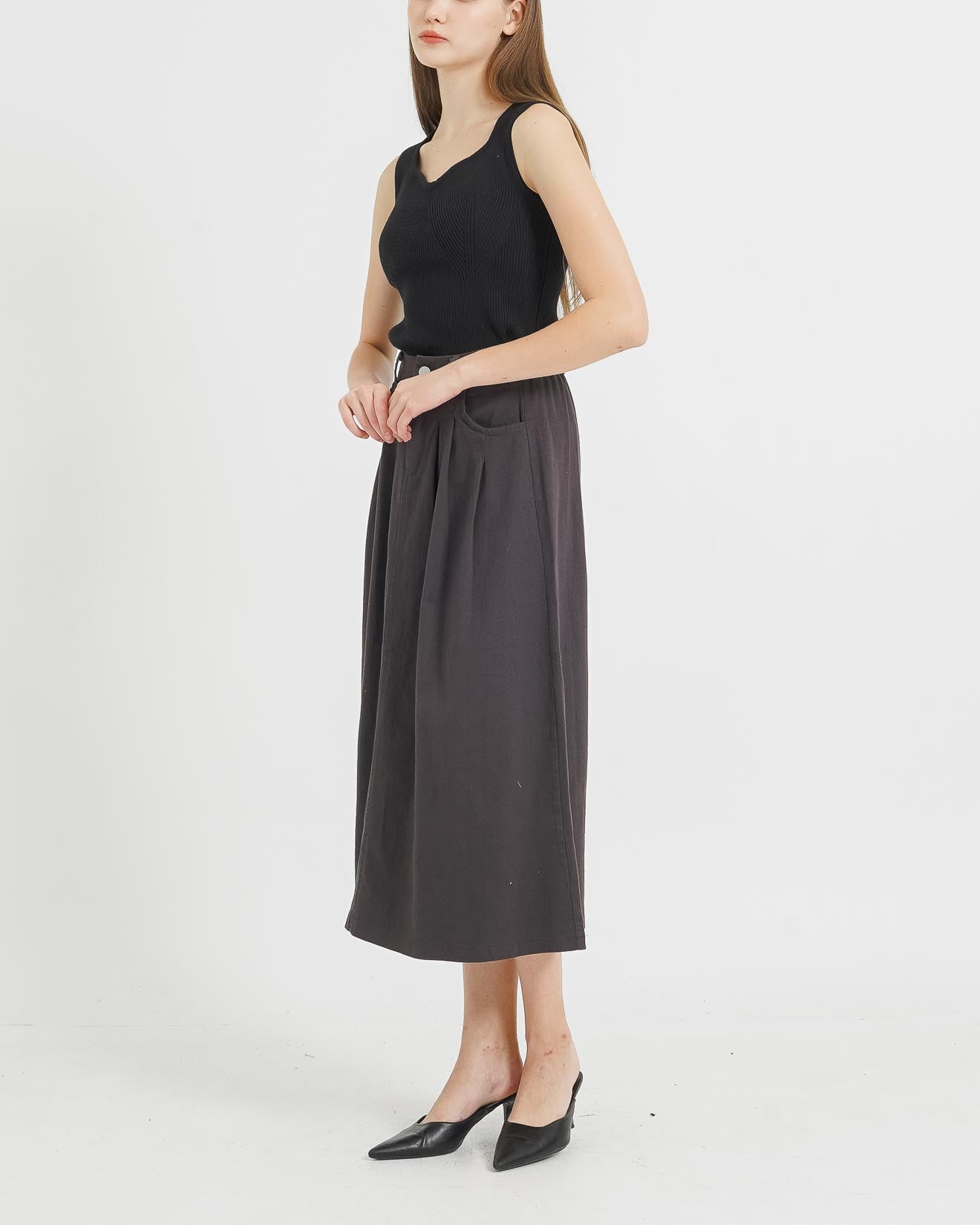 Katrina A-Line Denim Grey Skirt - Rok Wanita - 289504