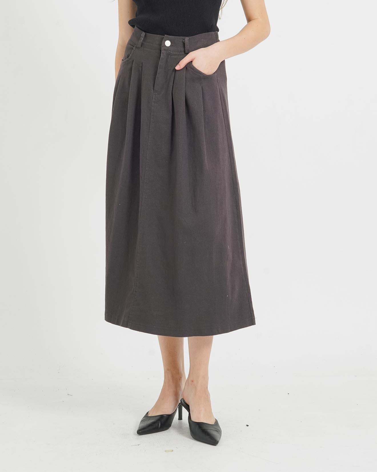 Katrina A-Line Denim Grey Skirt - Rok Wanita - 289504