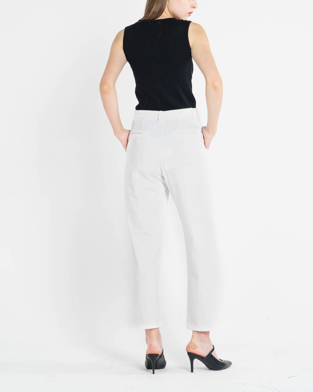 Gino High Waist Straight Leg White Pants – Celana panjang Kulot Casual Wanita -287208