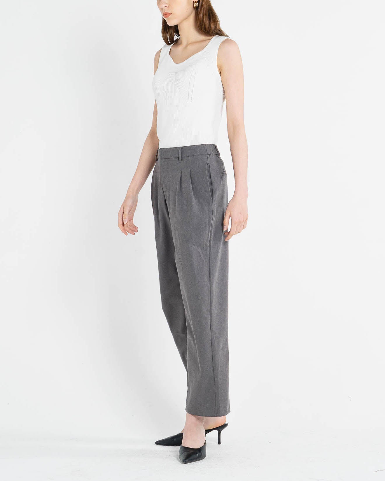 Gino High Waist Straight Leg Grey Pants – Celana panjang Casual Wanita - 287209