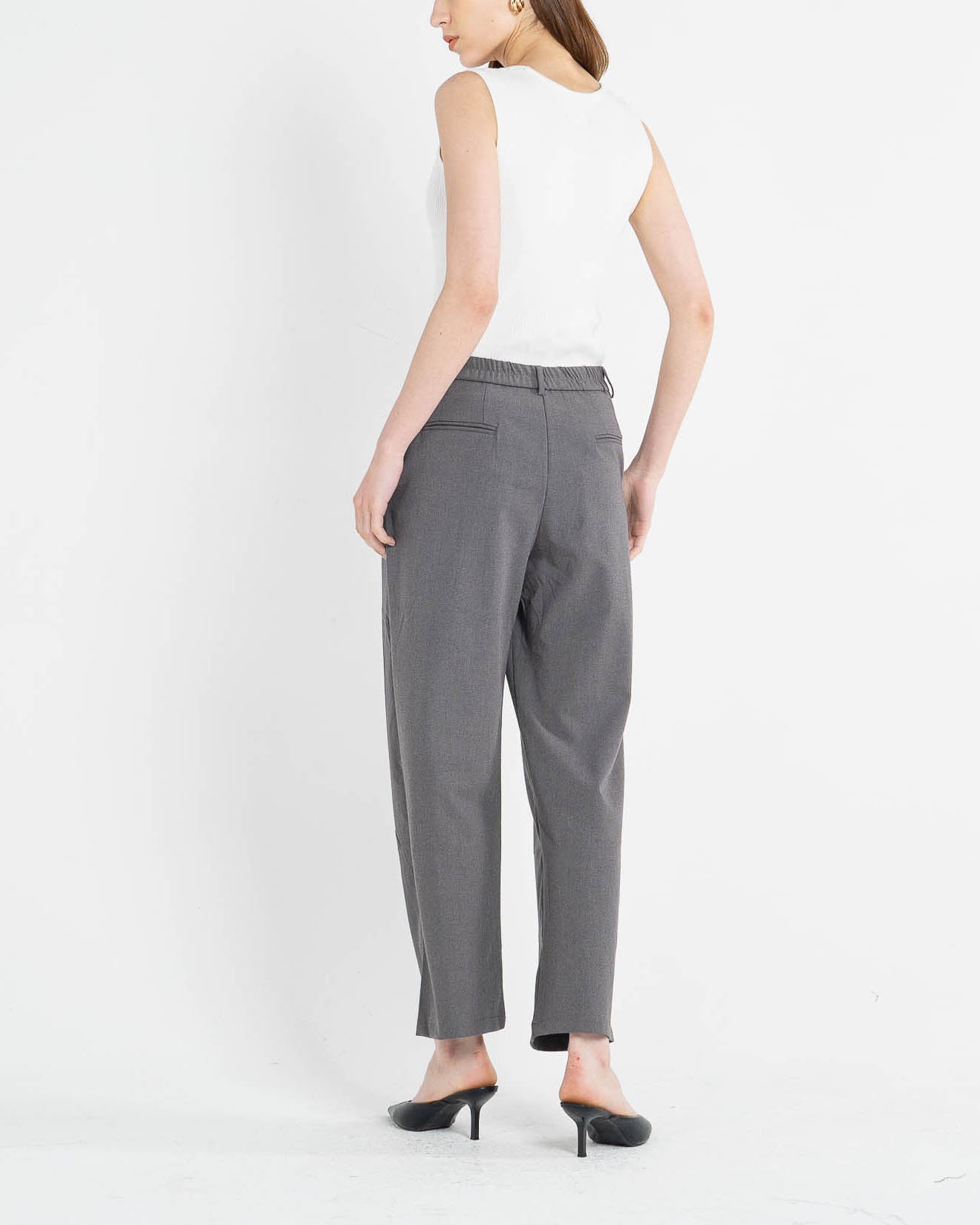 Gino High Waist Straight Leg Grey Pants – Celana panjang Casual Wanita - 287209