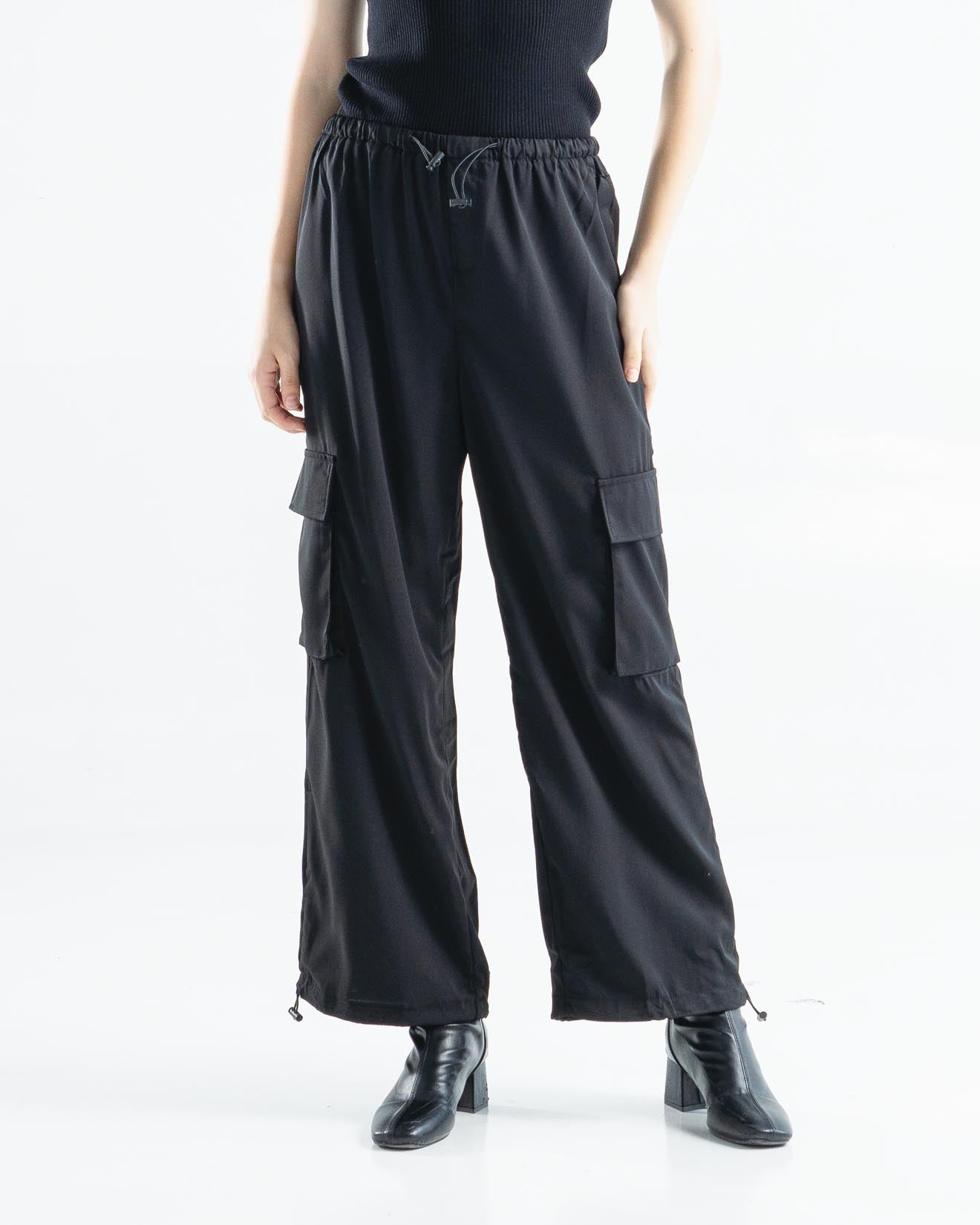 Elton Wide Leg Dark Grey Pants – Celana Panjang Wanita – 287942