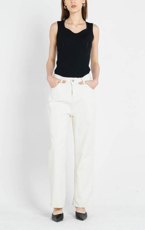 Bruno Wide Leg Denim Ivory Pants – Celana panjang Casual Wanita -288807
