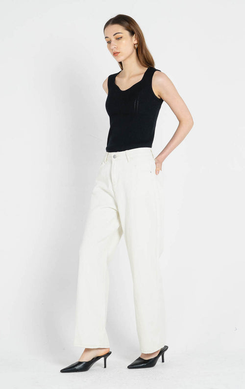 Bruno Wide Leg Denim Ivory Pants – Celana panjang Casual Wanita -288807