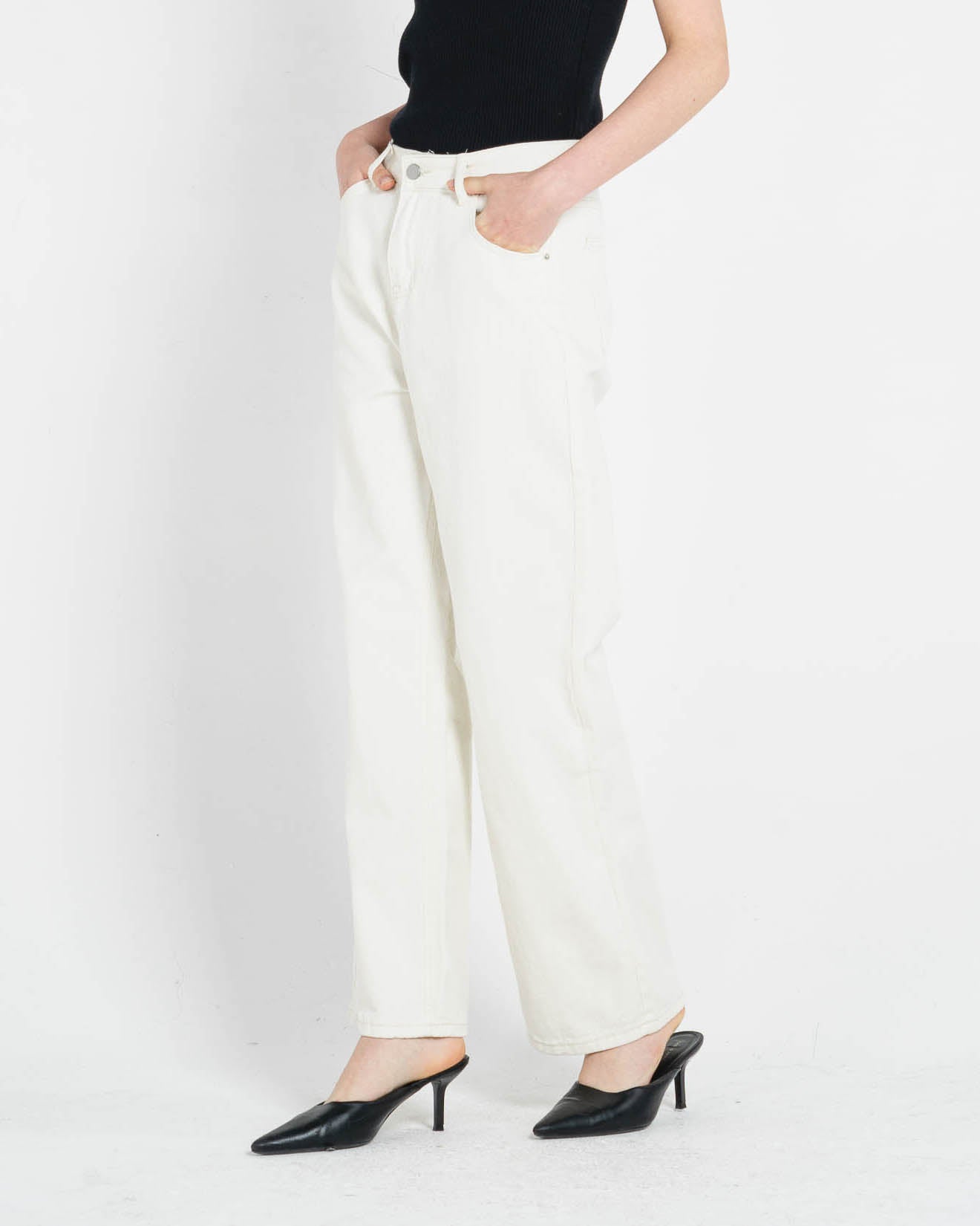 Bruno Wide Leg Denim Ivory Pants – Celana panjang Casual Wanita -288807