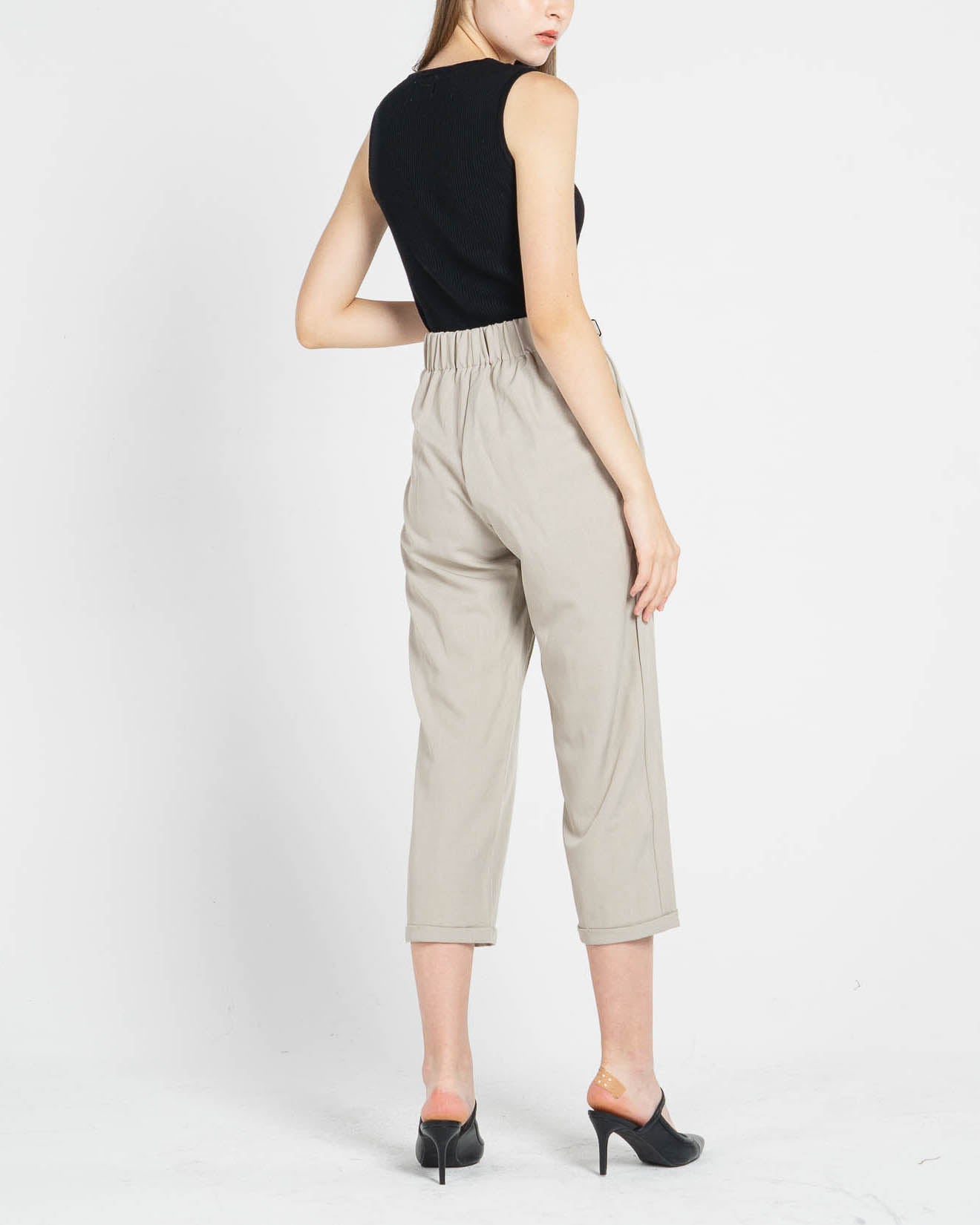 Yossie Belt Wide Ivory Pants – Celana panjang Casual Wanita - 288947