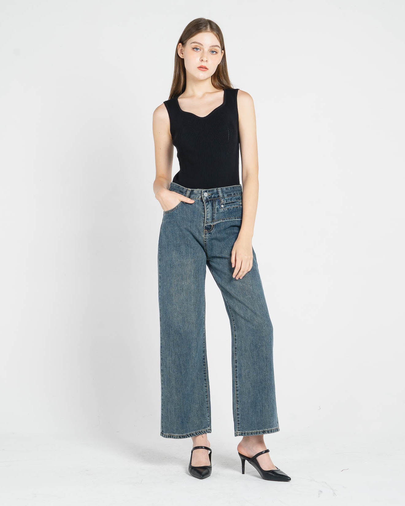 Vexia Wide Leg Denim Pants – Celana panjang Casual Wanita - 288808