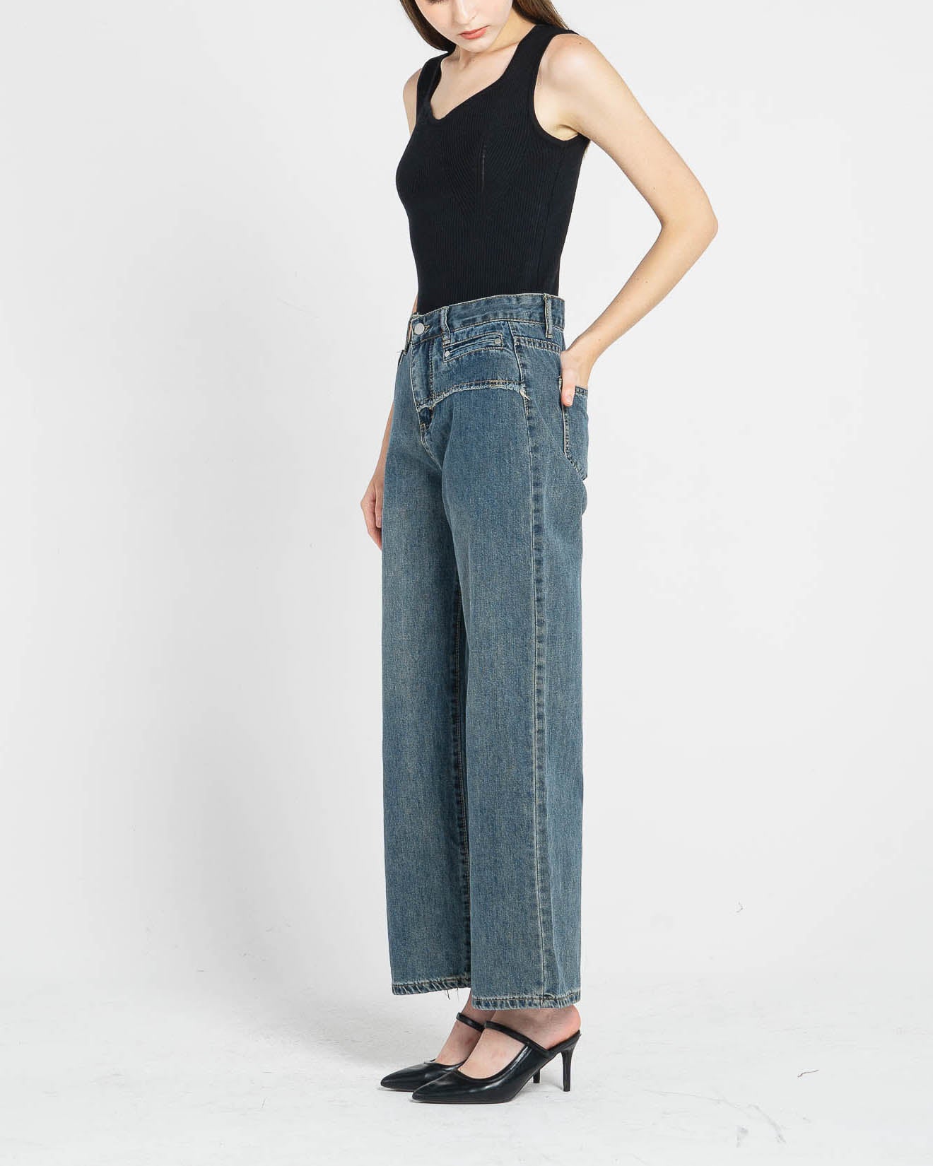 Vexia Wide Leg Denim Pants – Celana panjang Casual Wanita - 288808