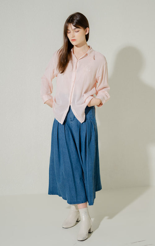 Haruka Oversized Pink Logo Shirt – Kemeja Wanita Lengan Panjang - 189411