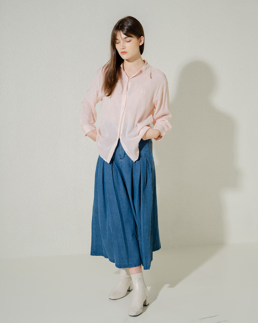 Haruka Oversized Pink Logo Shirt – Kemeja Wanita Lengan Panjang - 189411