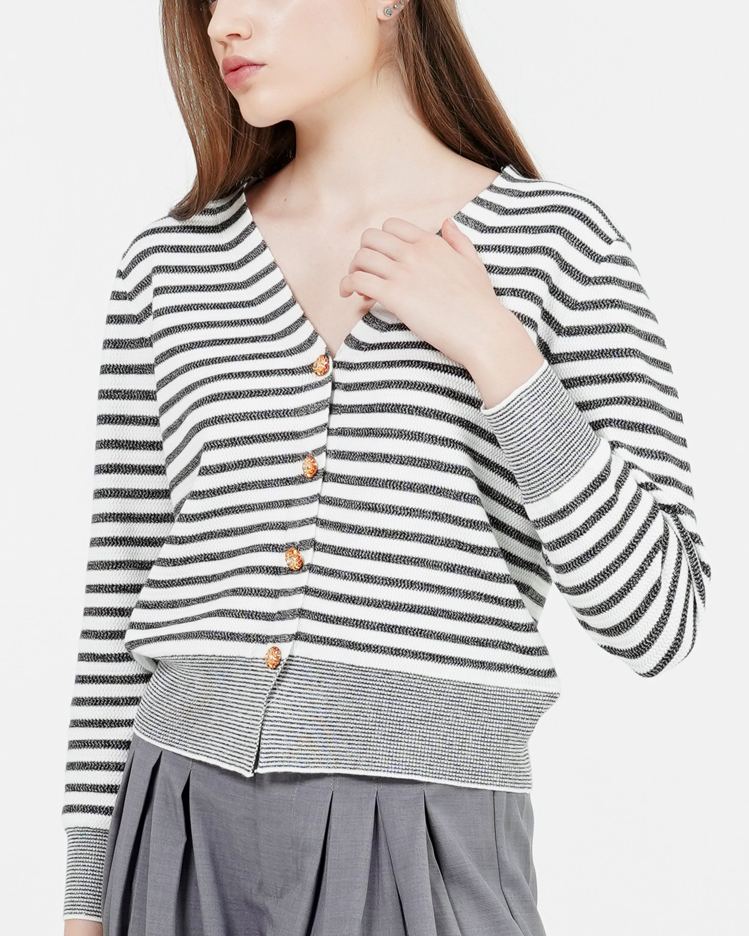 Remy Knit Top White Striped