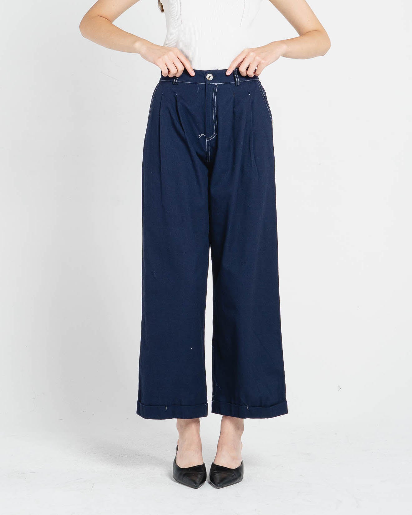 Leon High-Waist Navy Pants – Celana panjang Casual Wanita -288924