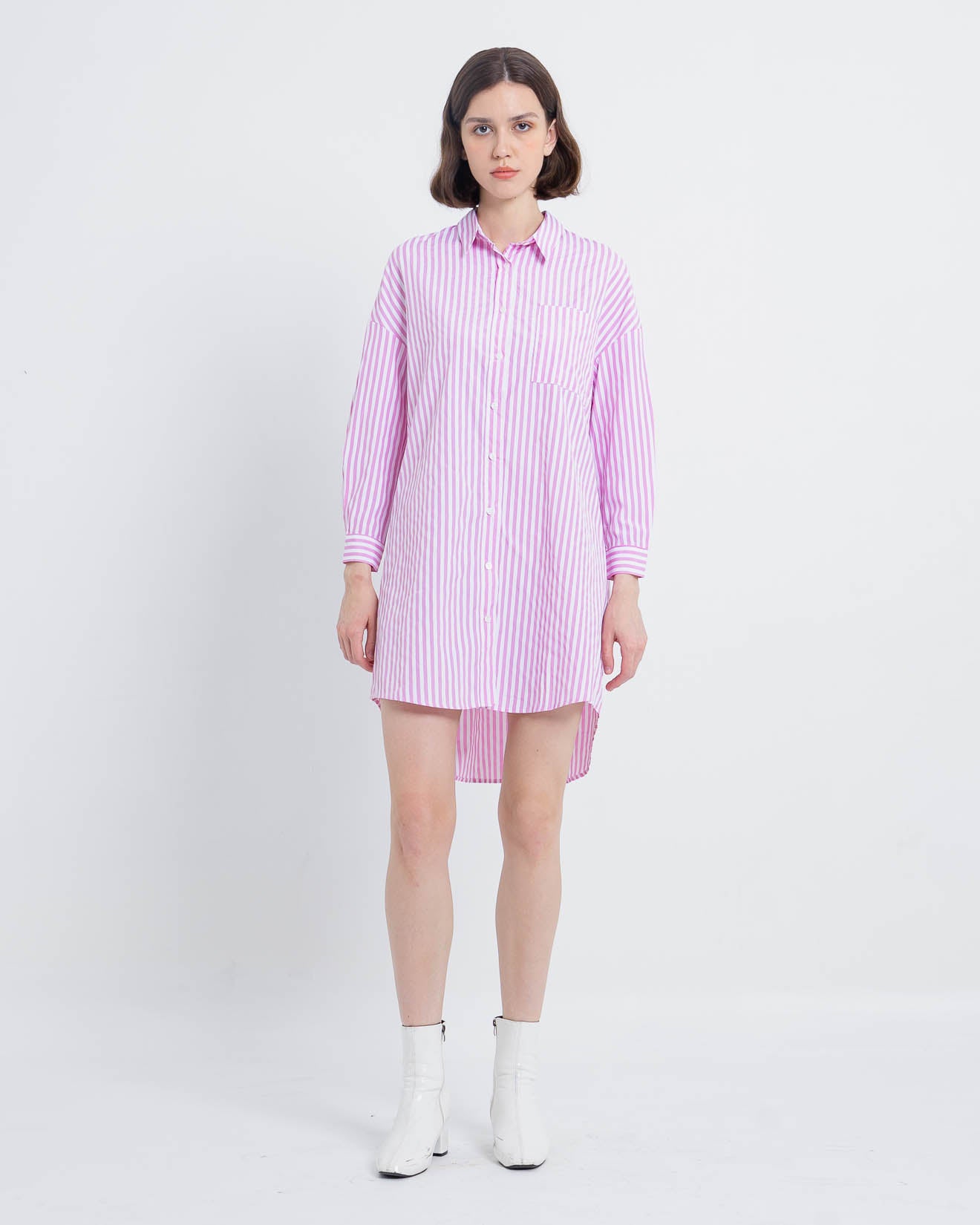 Kylie Stripped Shirt Pink Dress – Gaun Casual - 788947