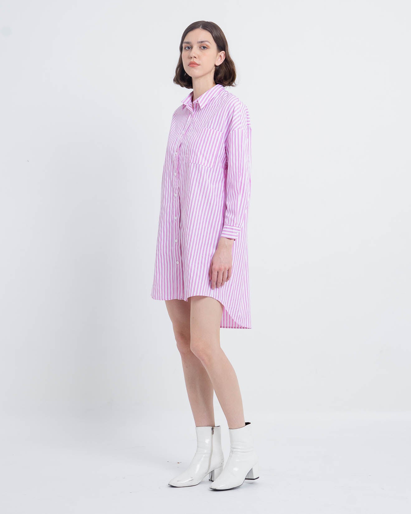 Kylie Stripped Shirt Pink Dress – Gaun Casual - 788947