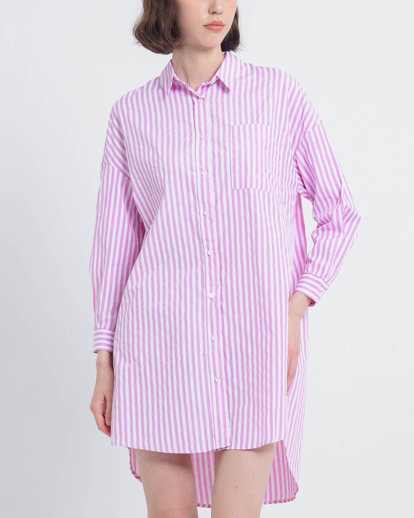 Kylie Stripped Shirt Pink Dress – Gaun Casual - 788947