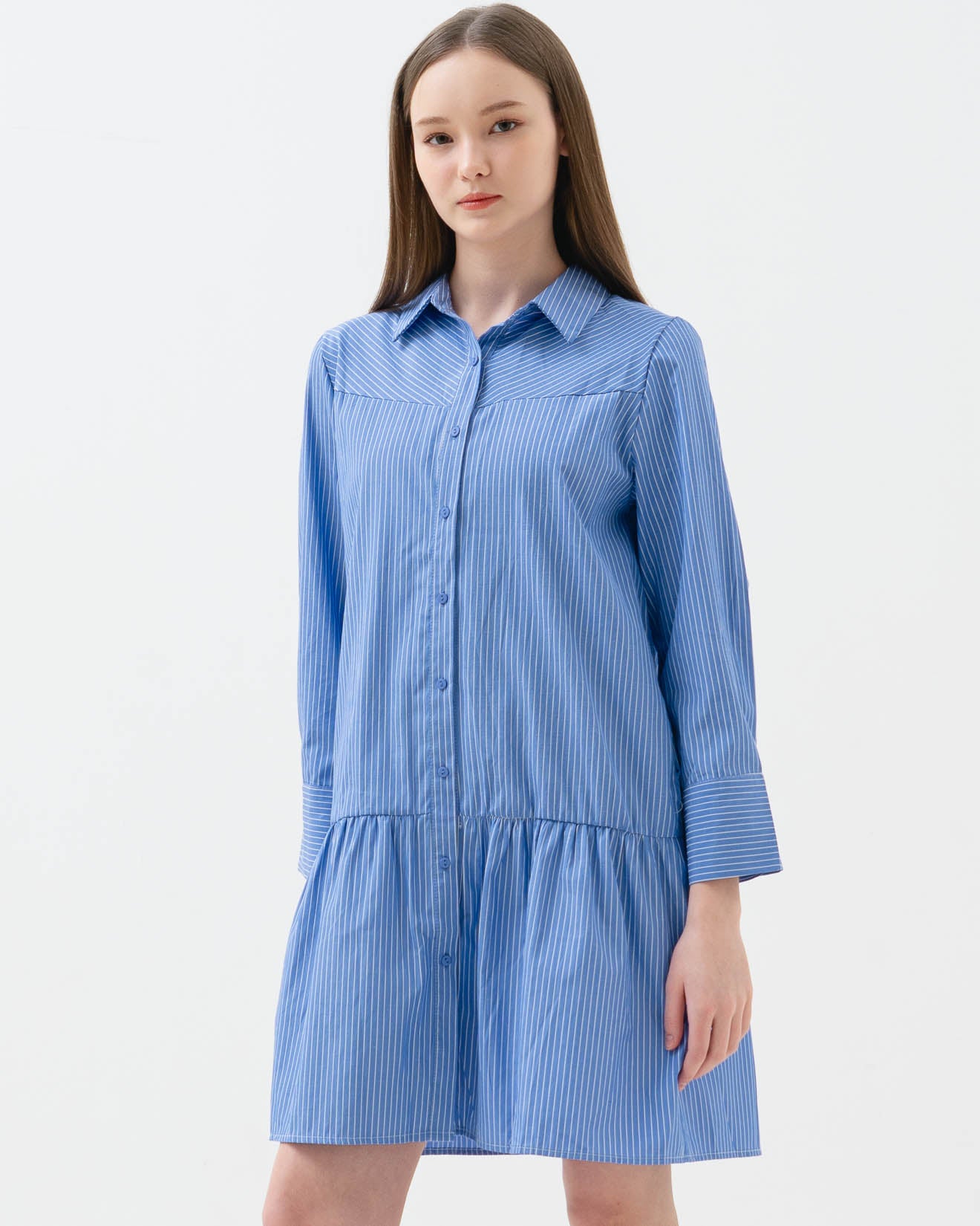 Orlia Stripped Shirt Blue Dress – Gaun Wanita Casual - 788326