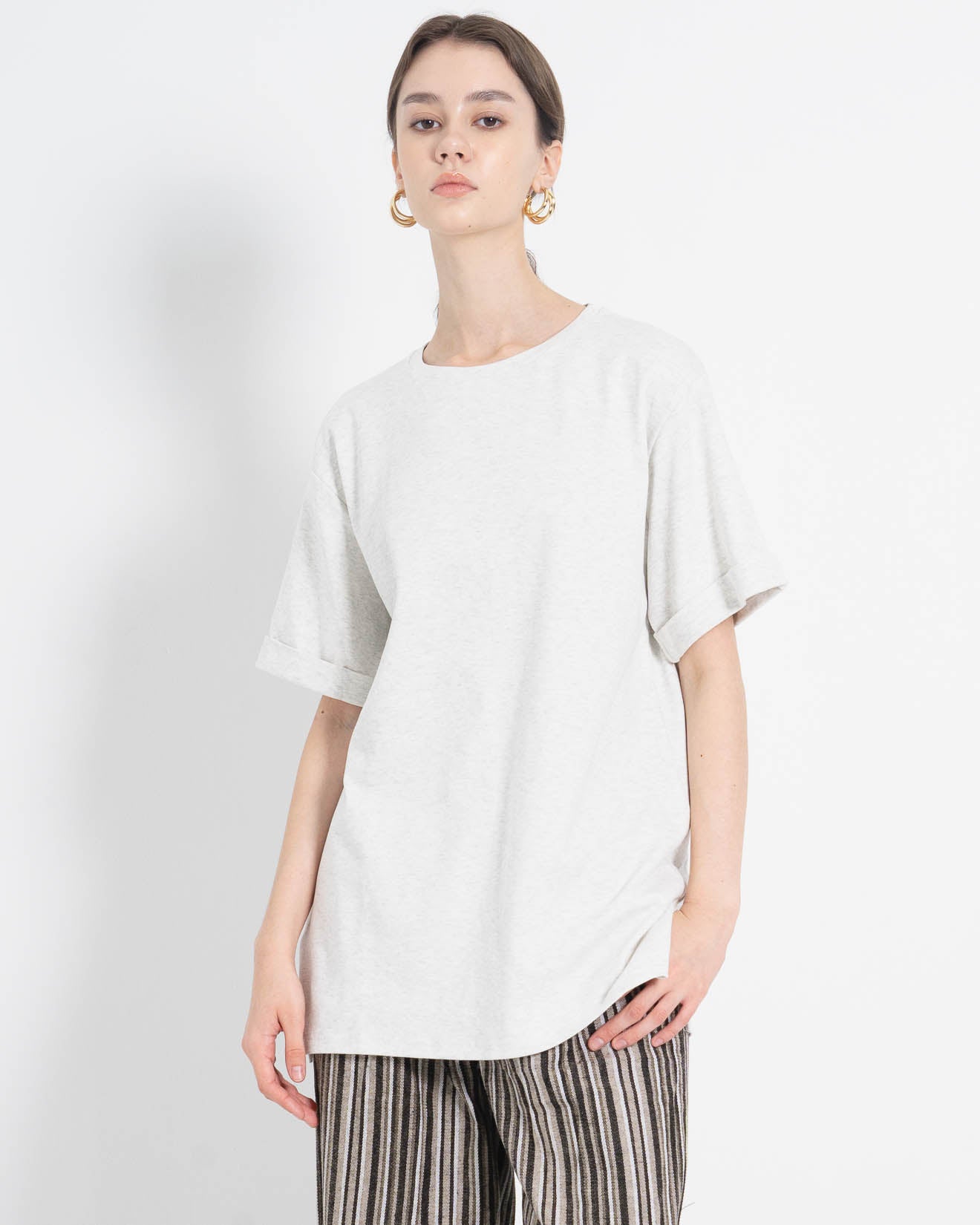 Hazel Oversized Light Grey T-Shirt – Atasan Wanita lengan Panjang - 188659