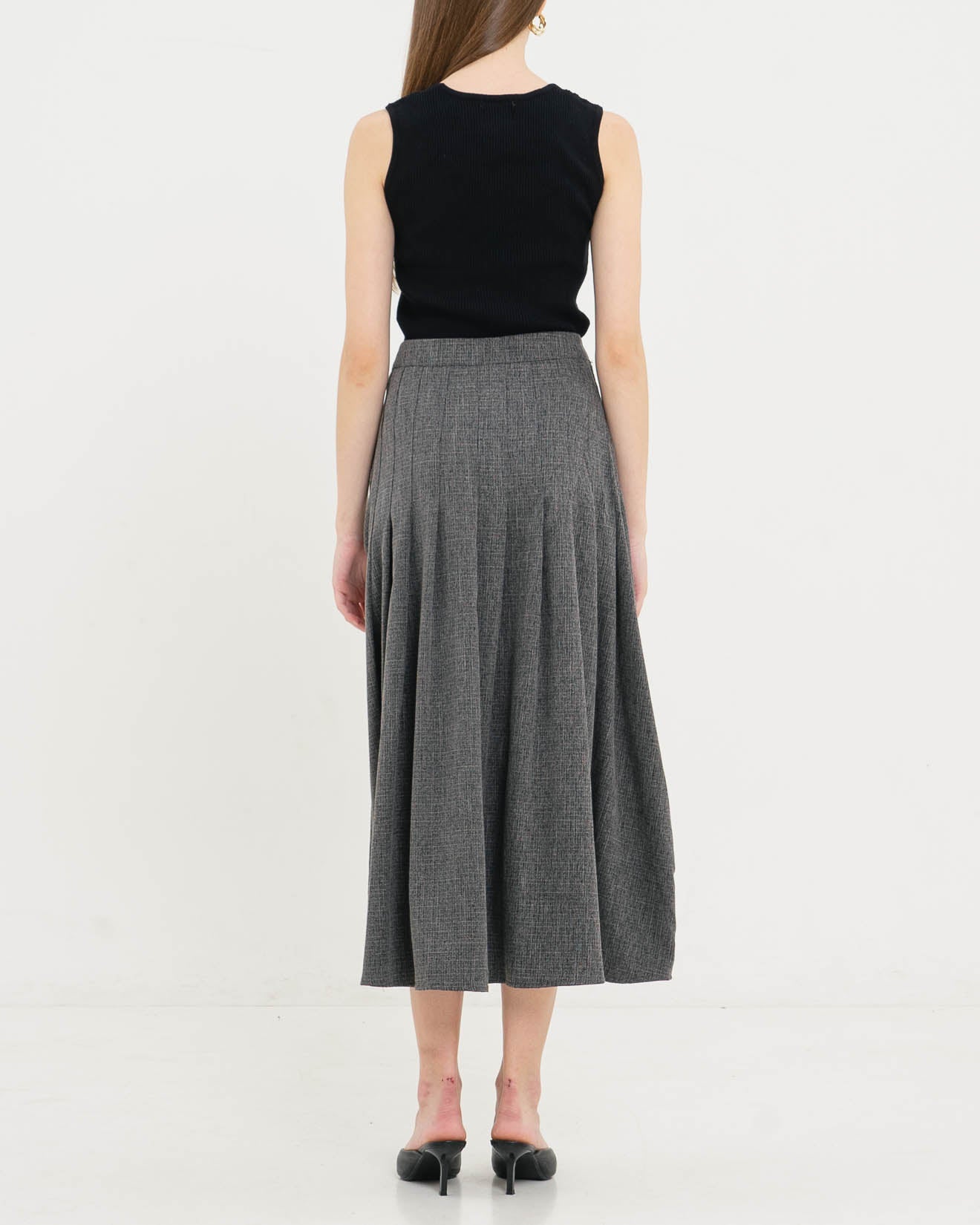 Jolie High-Waist Pleats Grey Skirt – Rok Panjang Wanita - 287218