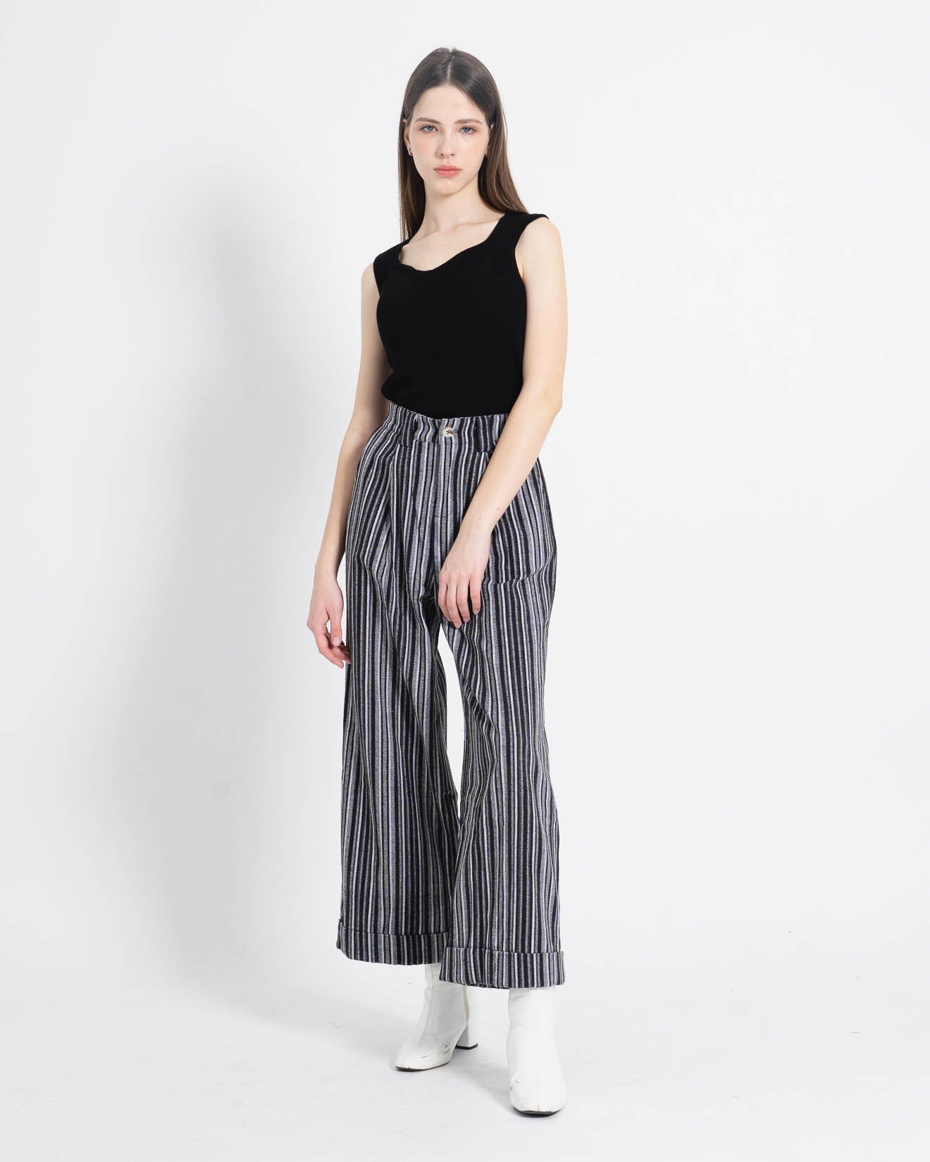 Calravia Striped Wide Black Pants – Celana Panjang Wanita - 288985