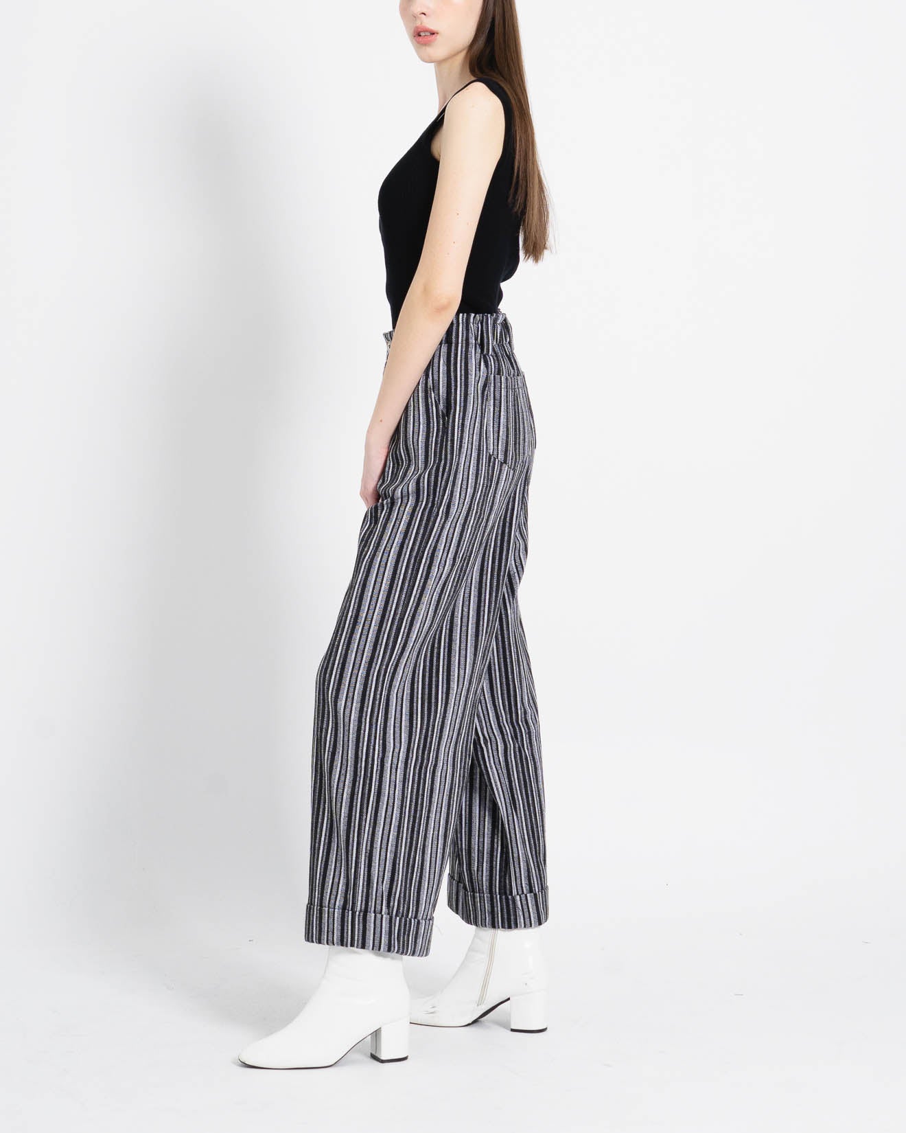 Calravia Stripped Wide Black Pants – Celana Panjang Wanita - 288985