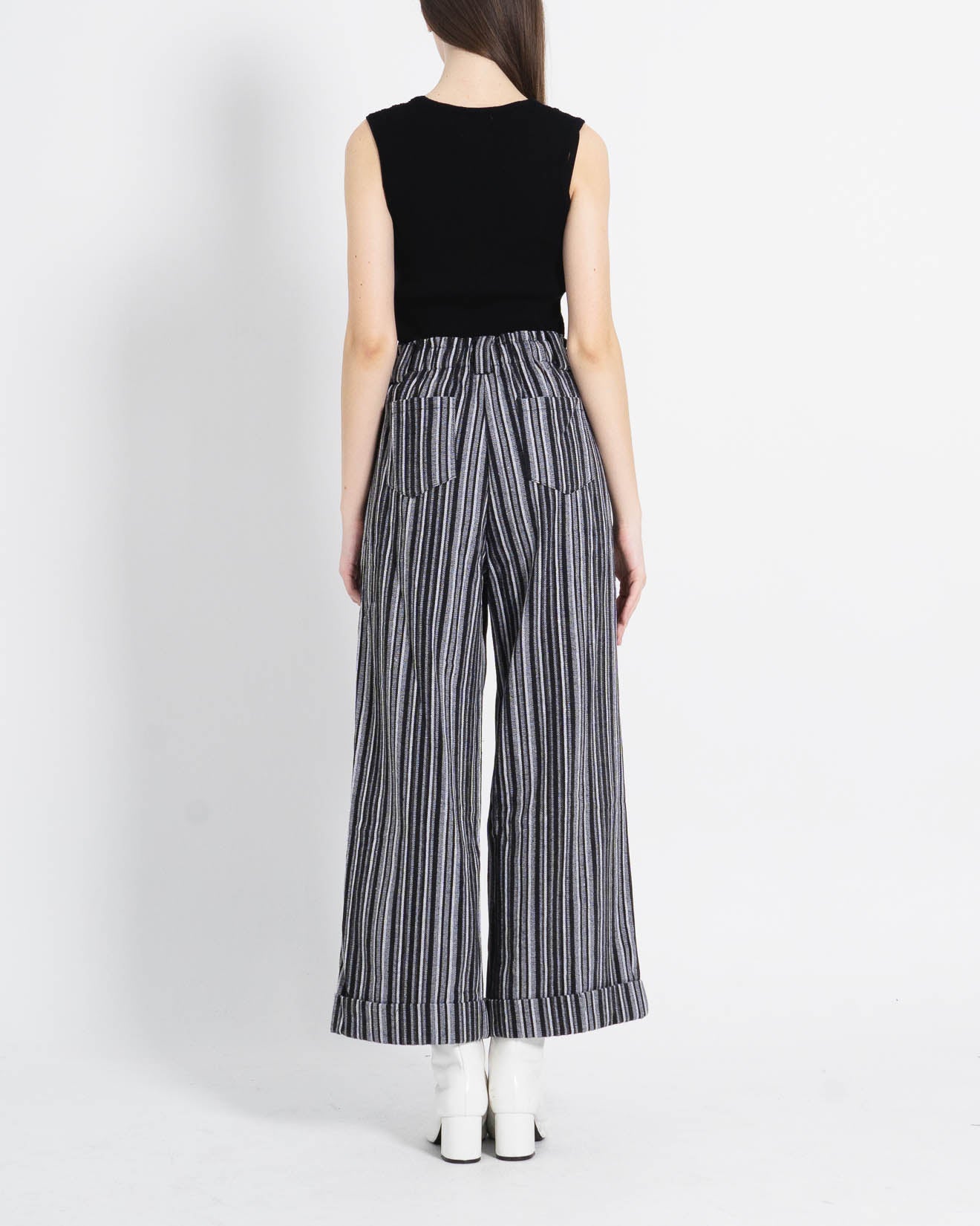 Calravia Stripped Wide Black Pants – Celana Panjang Wanita - 288985