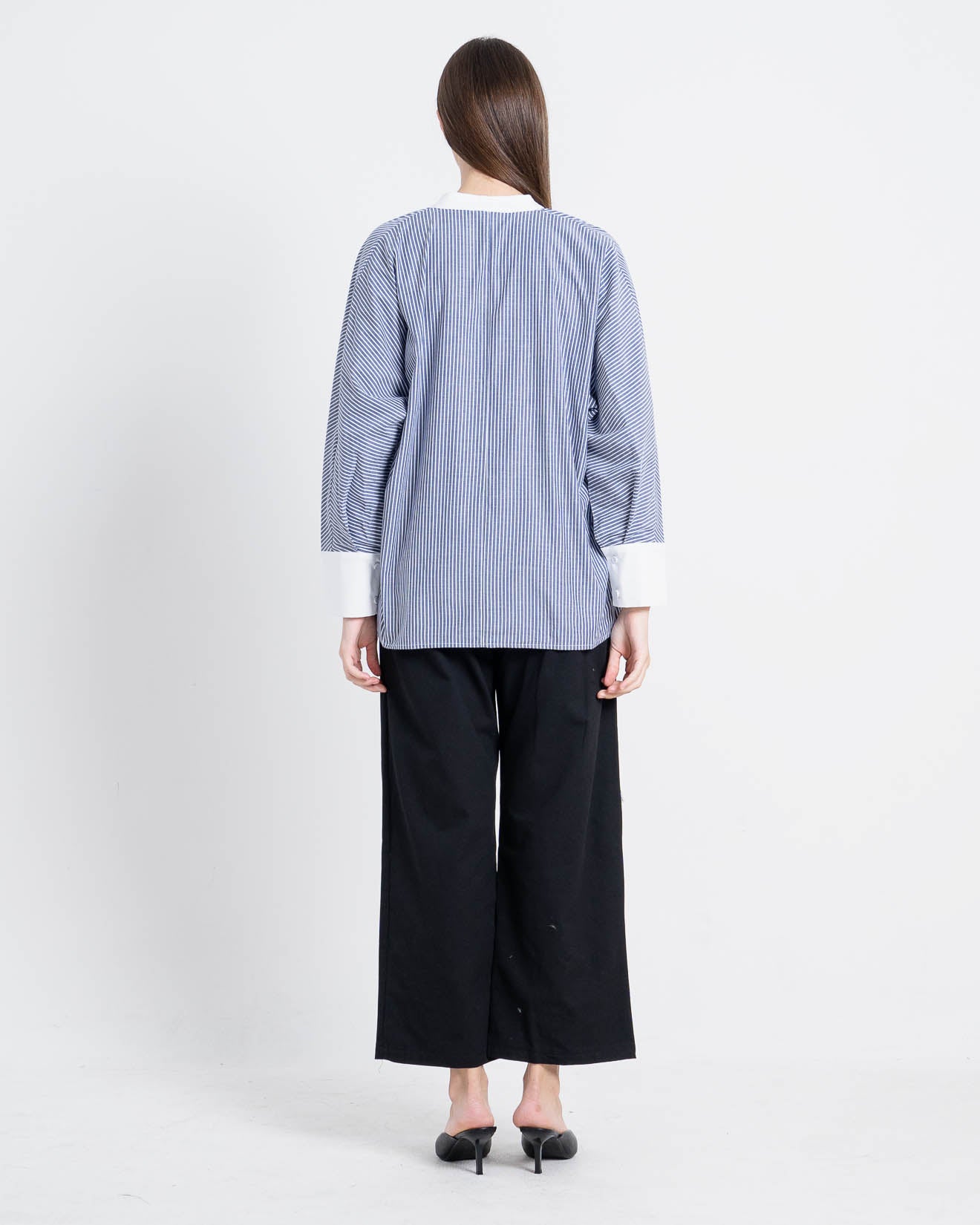 Inez Stripped Oversized Grey Shirt – 188215