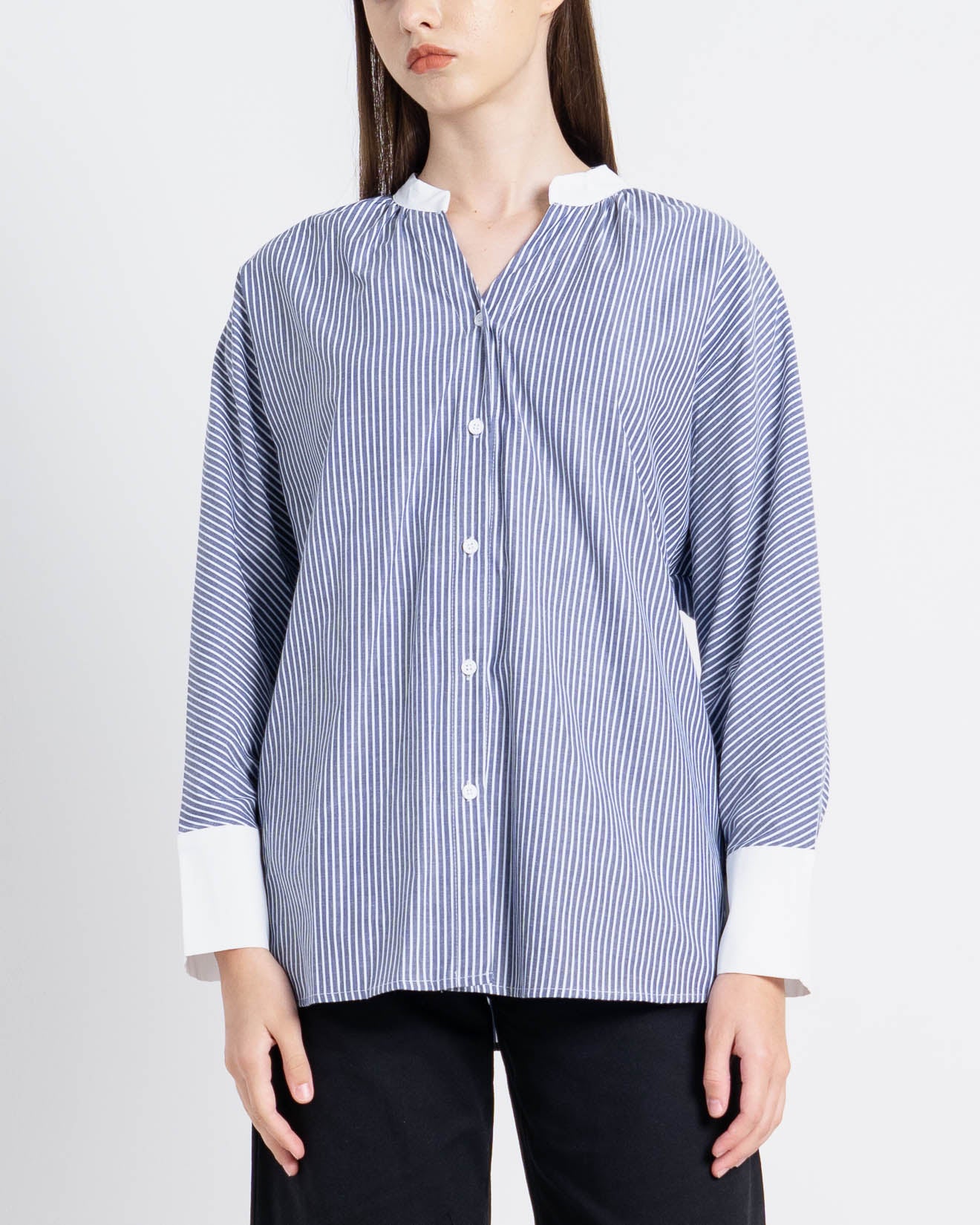 Inez Stripped Oversized Grey Shirt – 188215