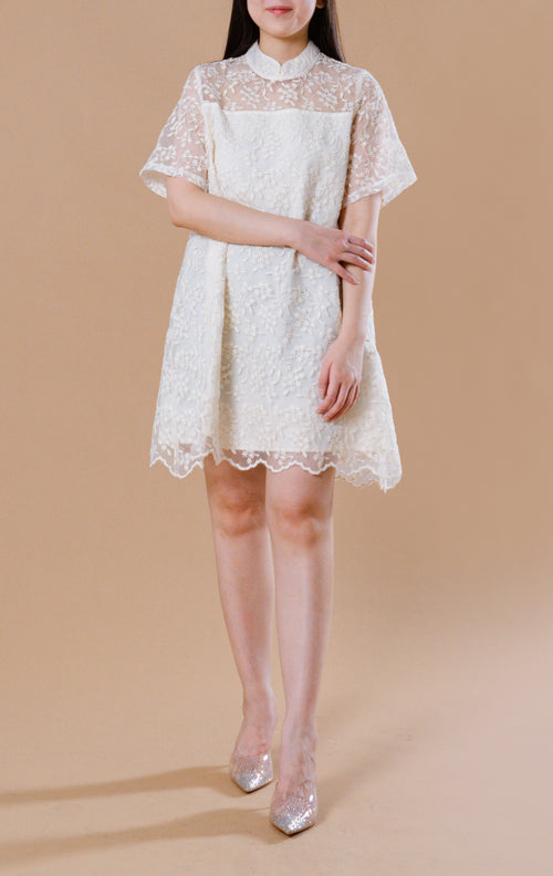 CNY Moonlite Petals Dress Ivory