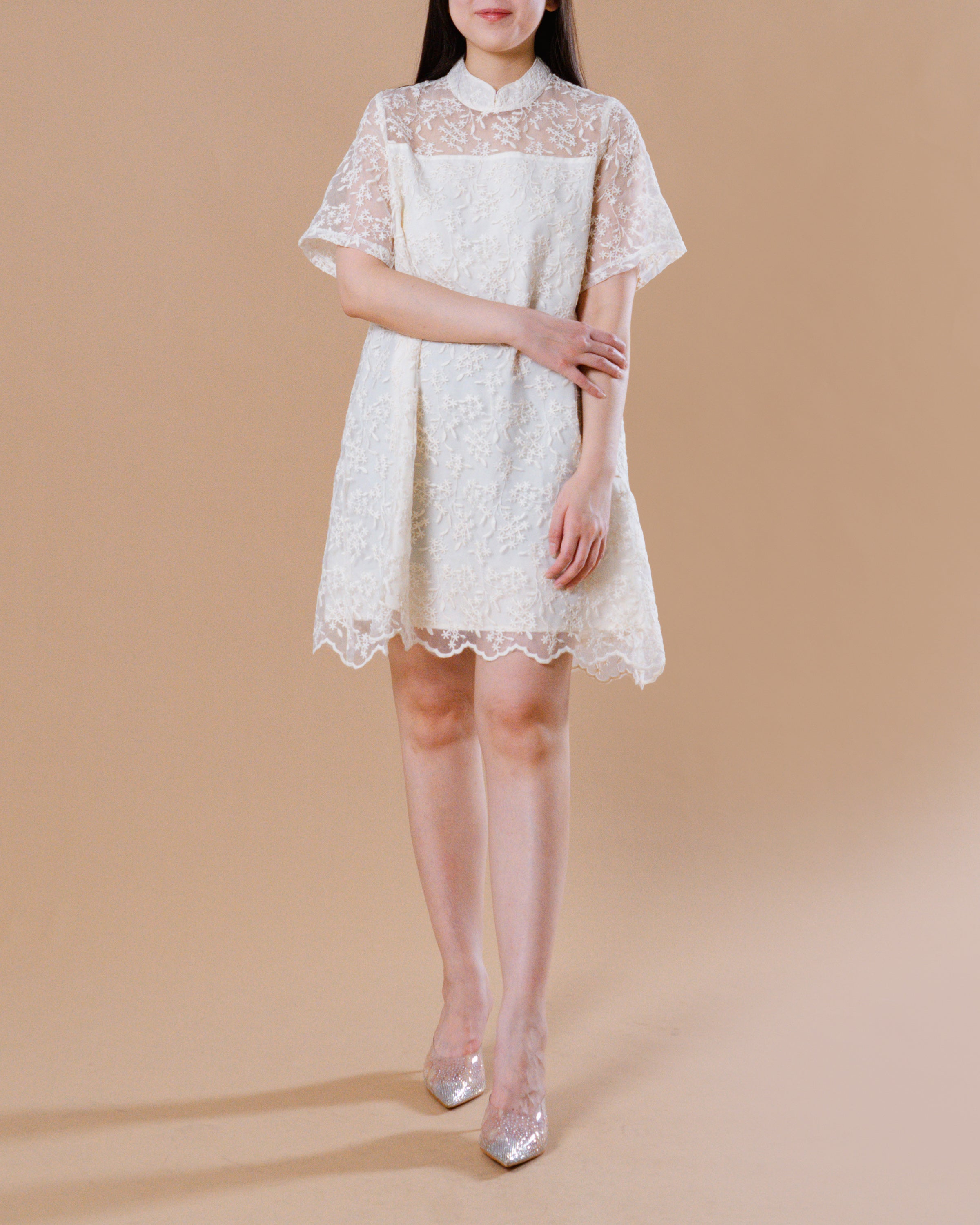 CNY Moonlite Petals Dress Ivory