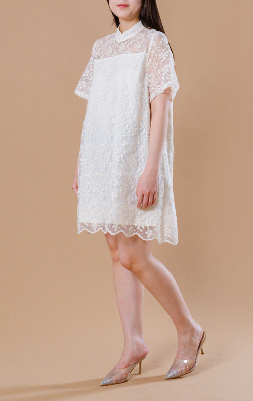 CNY Moonlite Petals Dress Ivory