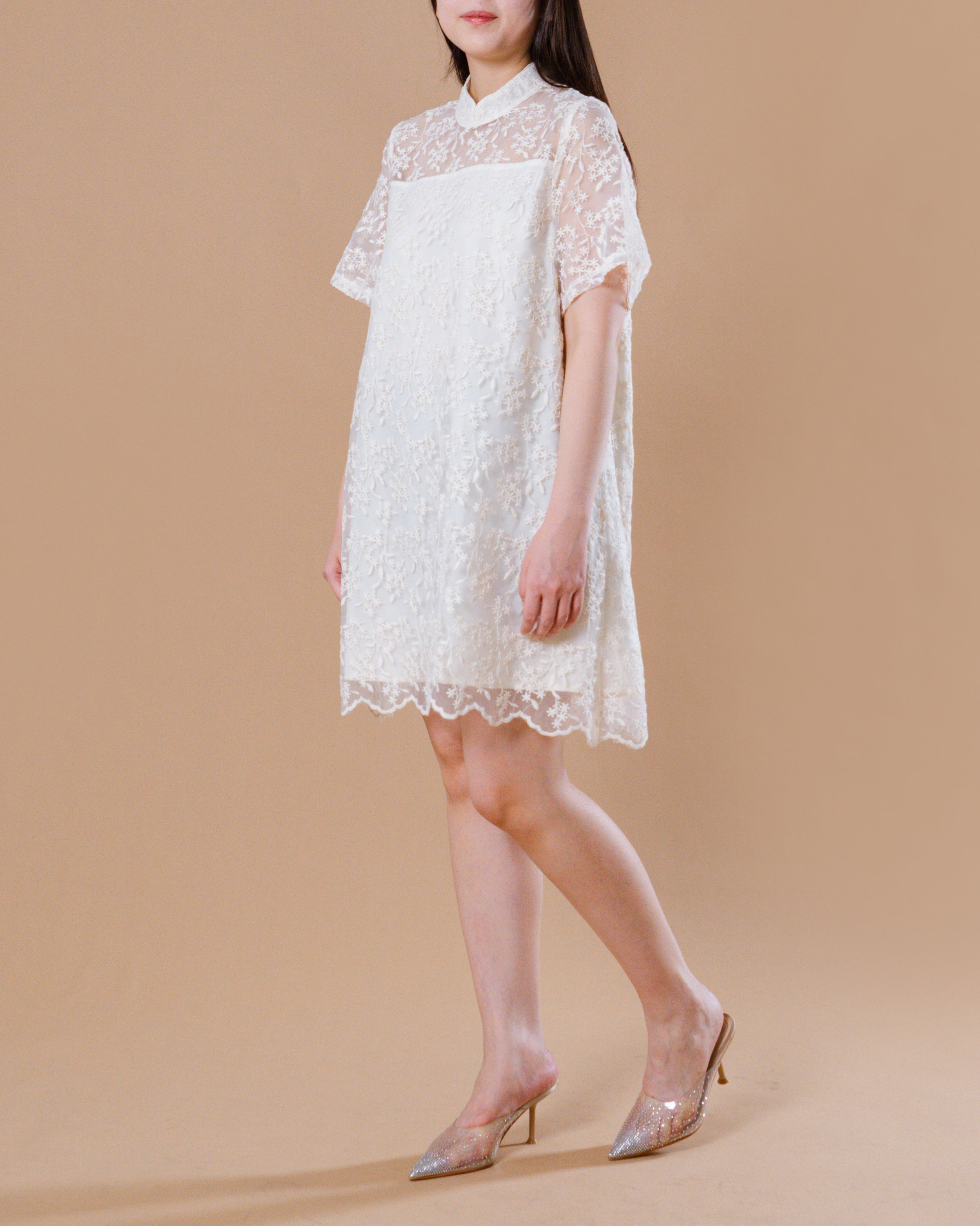 CNY Moonlite Petals Dress Ivory