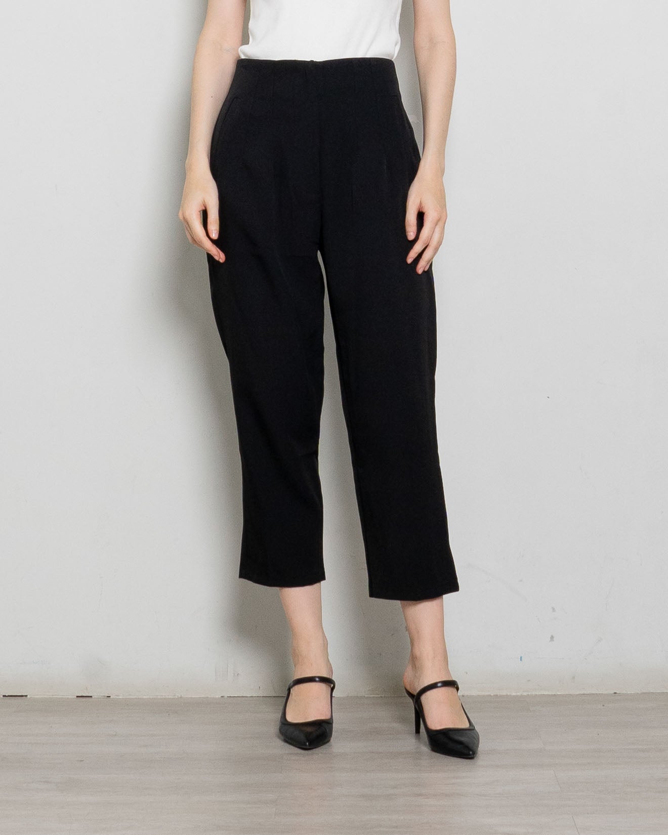 Palmer Button Straight Leg Black Pants – 286961