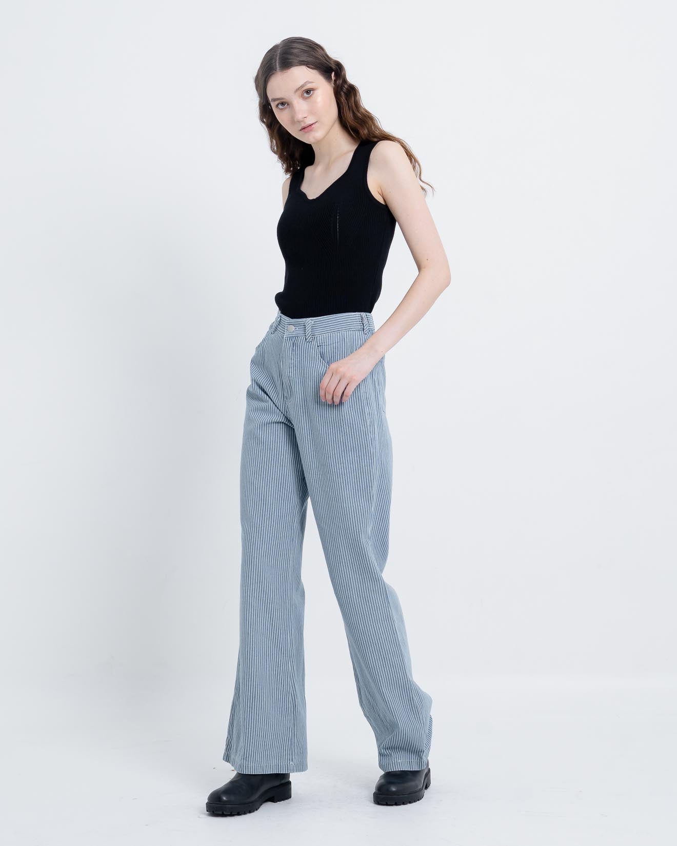 Carl Stripped Wide Leg Pants  Blue -  288915