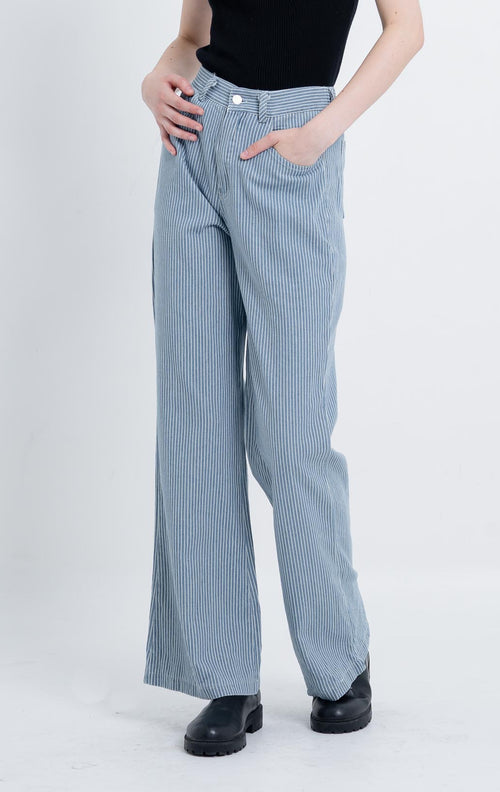 Carl Striped Wide Leg Pants  Blue -  288915