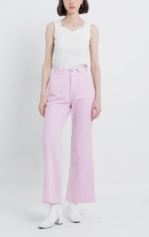 Carl Stripped Wide Leg Pants Pink - 288916