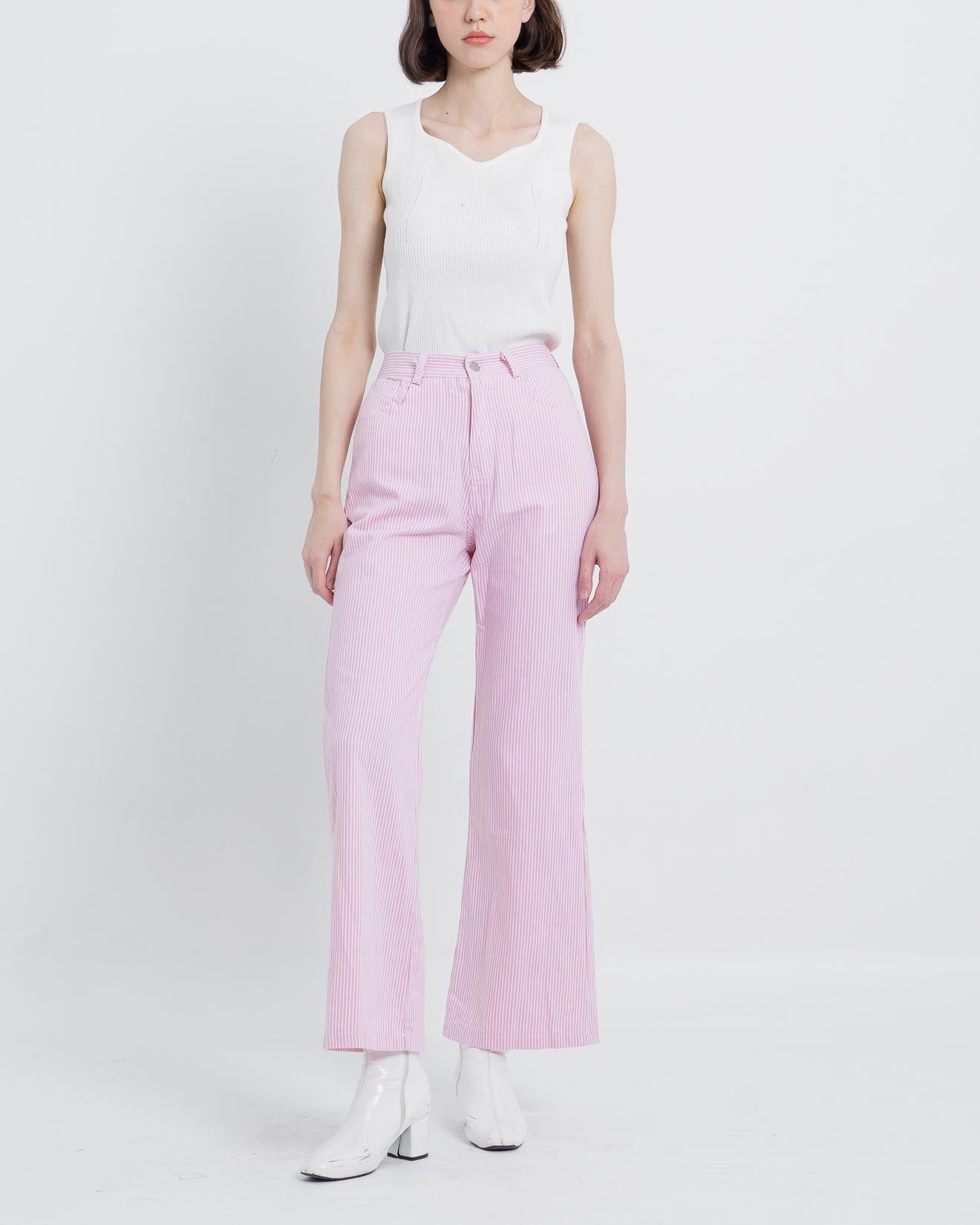 Carl Stripped Wide Leg Pants Pink - 288916