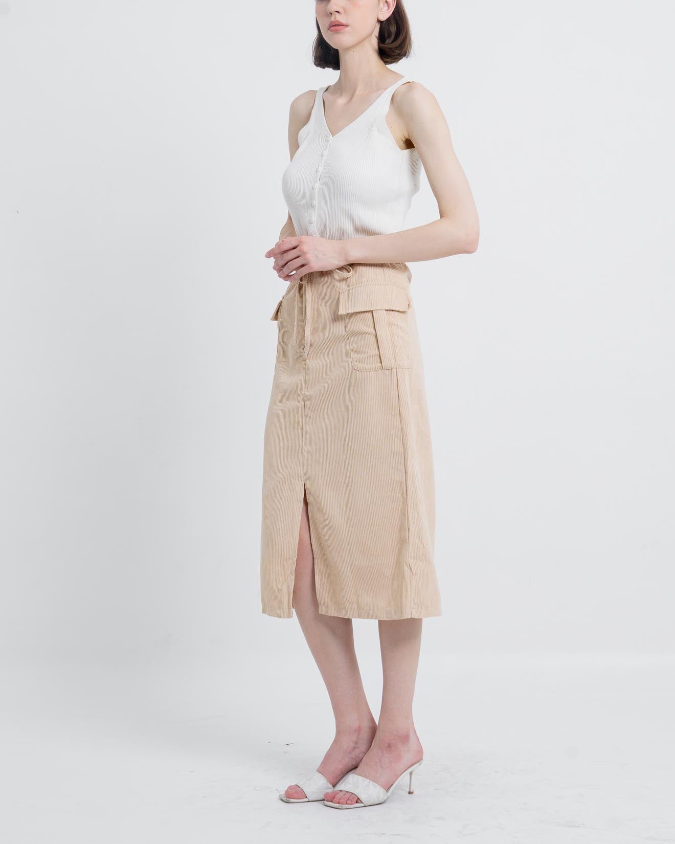 Rasveen Corduroy A-Line Skirt Light Brown – 288963