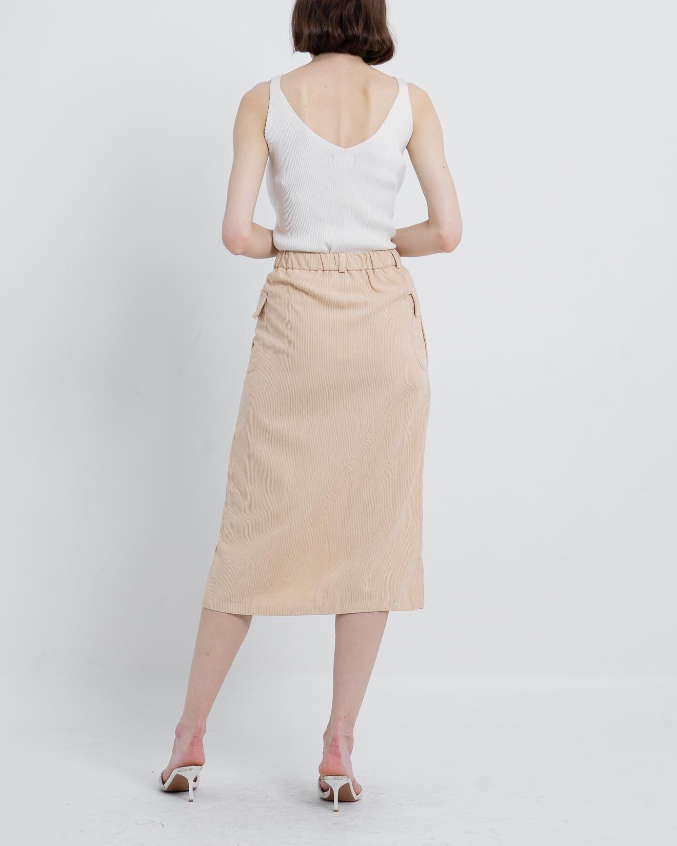 Rasveen Corduroy A-Line Skirt Light Brown – 288963