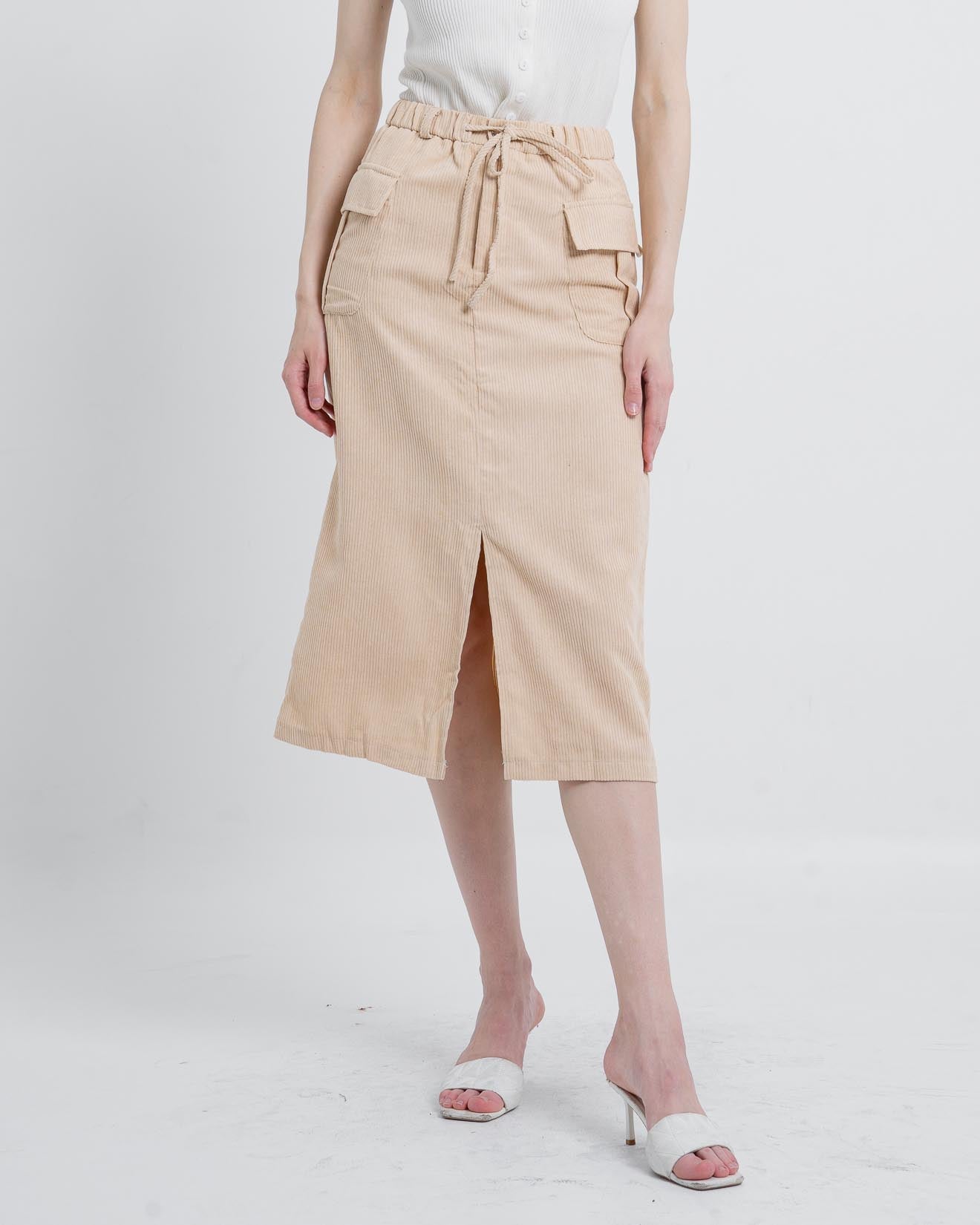 Rasveen Corduroy A-Line Skirt Light Brown – 288963