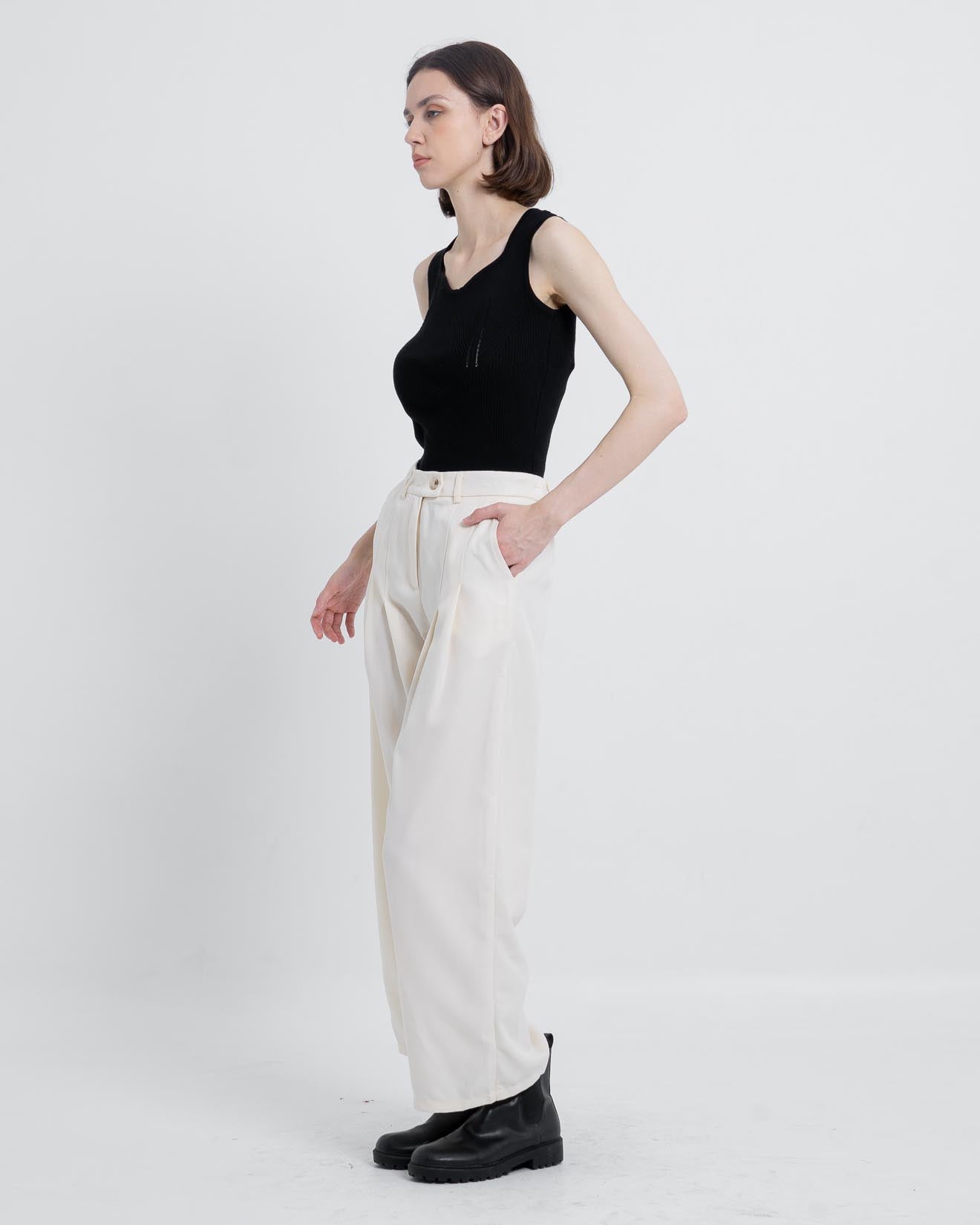 Naka High Waist Wide Pants Ivory – 288927