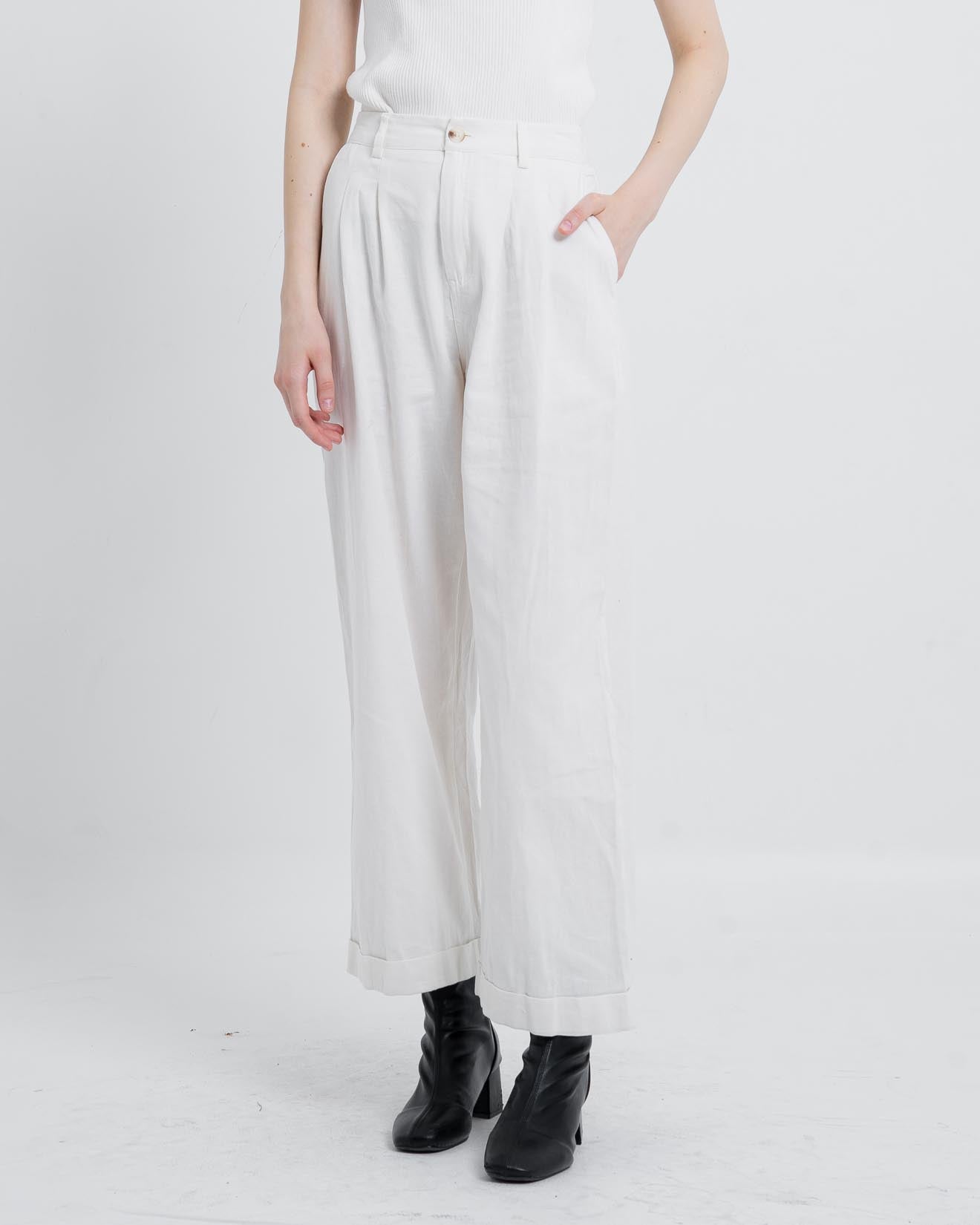 Leon High Waist Wide White Pants – 288925