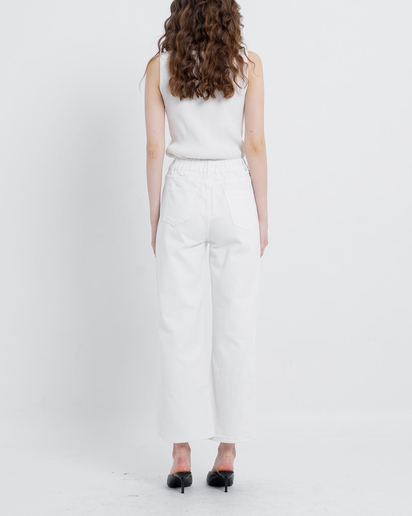 Ello Wide Leg Pants  White Denim - Celana Casual - 289804