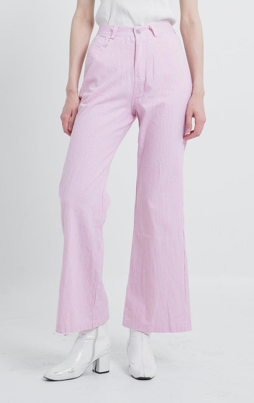 Carl Striped Wide Leg Pants Pink - 288916