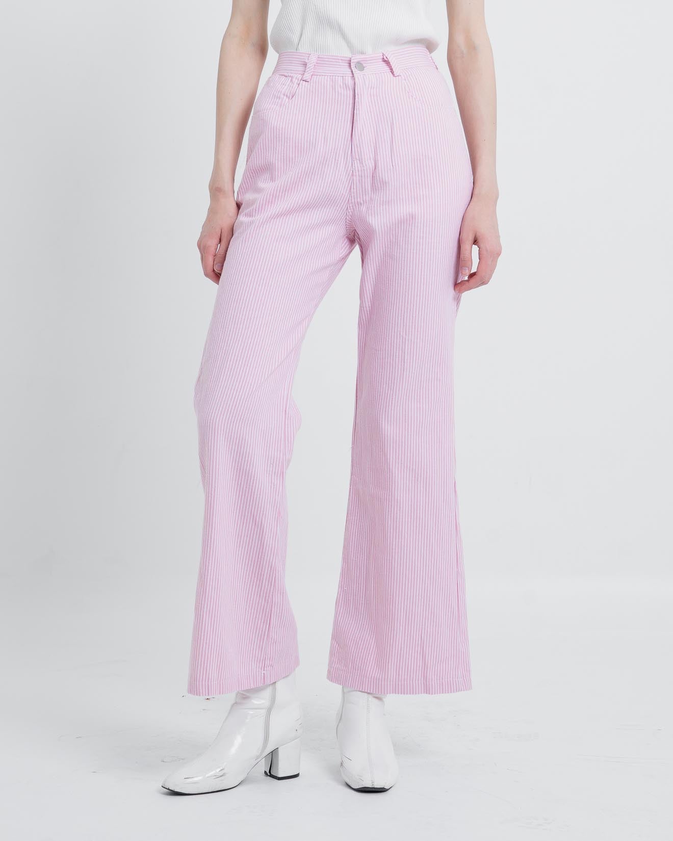 Carl Striped Wide Leg Pants Pink - 288916