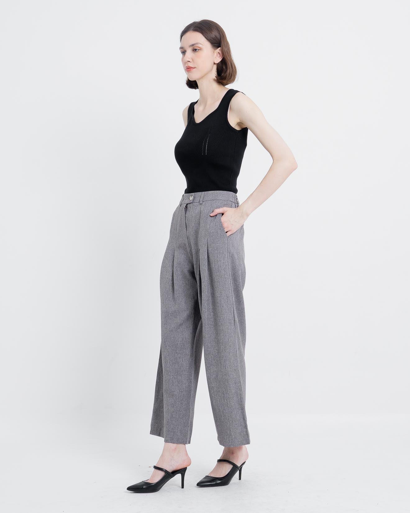 Naka High Waist Wide Grey Pants – 288926